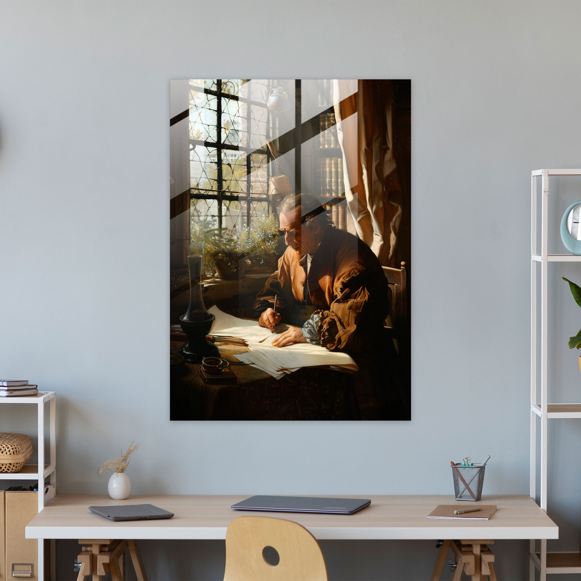 Johannes Vermeer Ev Dekorasyonu - Bir Mektup Yazan Adam - Johannes Vermeer Ev Dekorasyonu Duvar Dekorasyonu Modern Sanat