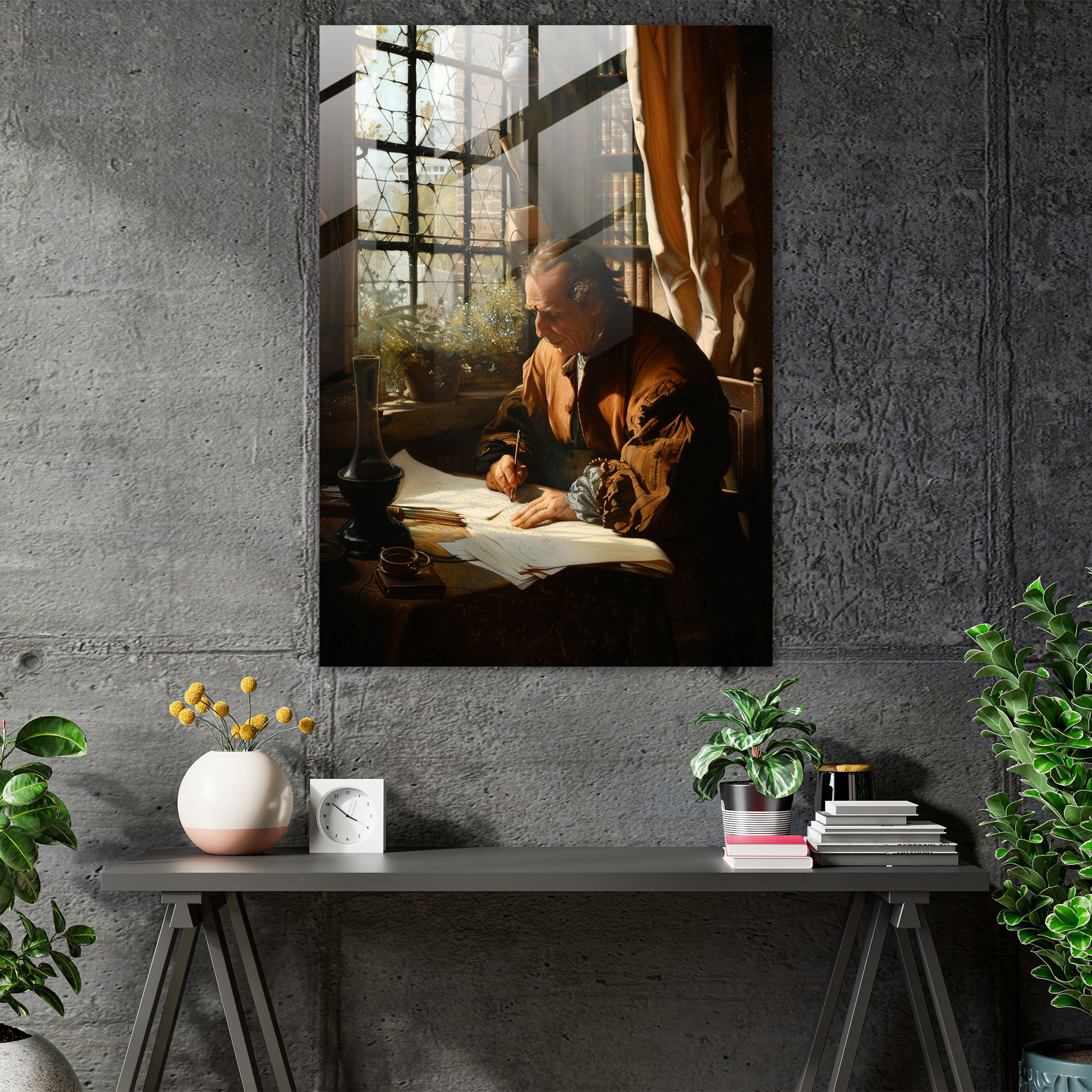 Johannes Vermeer Ev Dekorasyonu - Bir Mektup Yazan Adam - Johannes Vermeer Ev Dekorasyonu Duvar Dekorasyonu Modern Sanat