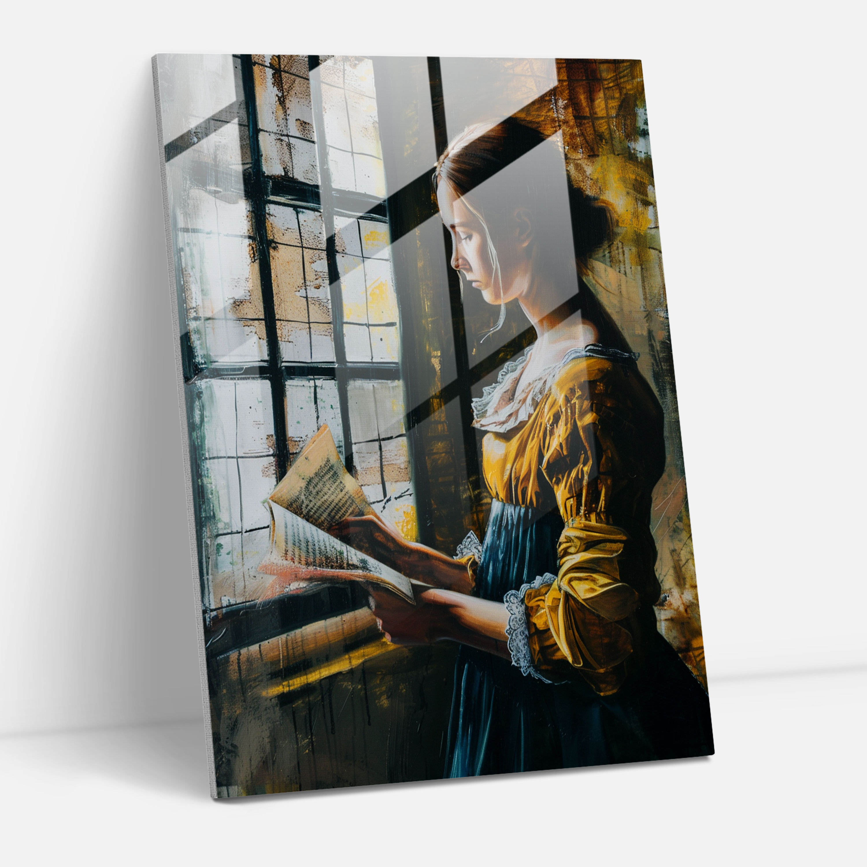 Johannes Vermeer Cam Tablo - Duvar Dekorasyonu Ev Dekorasyonu Cam Sanatı