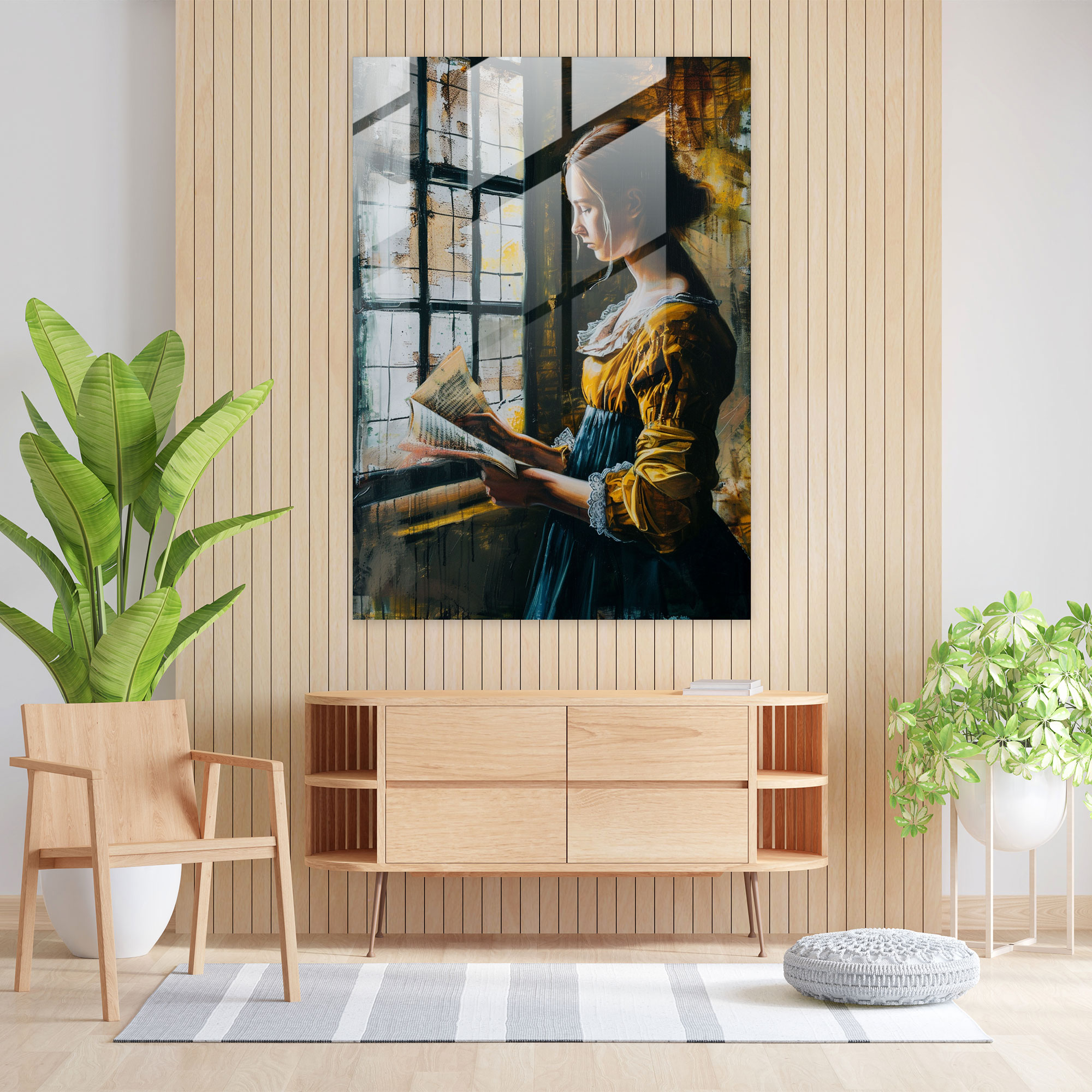 Johannes Vermeer Cam Tablo - Duvar Dekorasyonu Ev Dekorasyonu Cam Sanatı