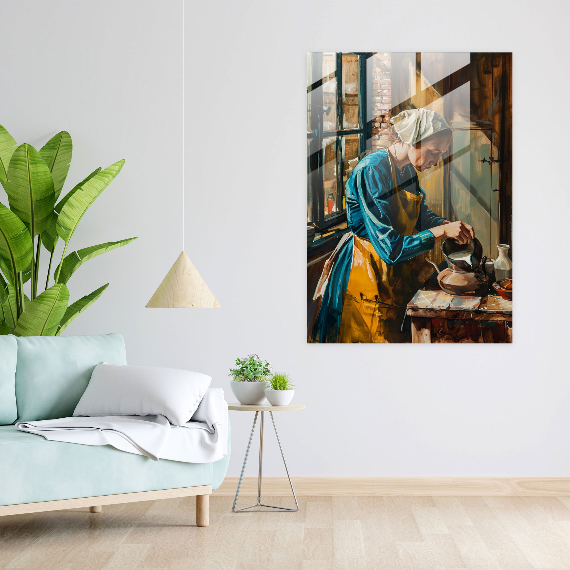 Johannes Vermeer Ev Dekorasyonu - Johannes Vermeer Cam Tablo Ev Dekorasyonu Cam Sanatı