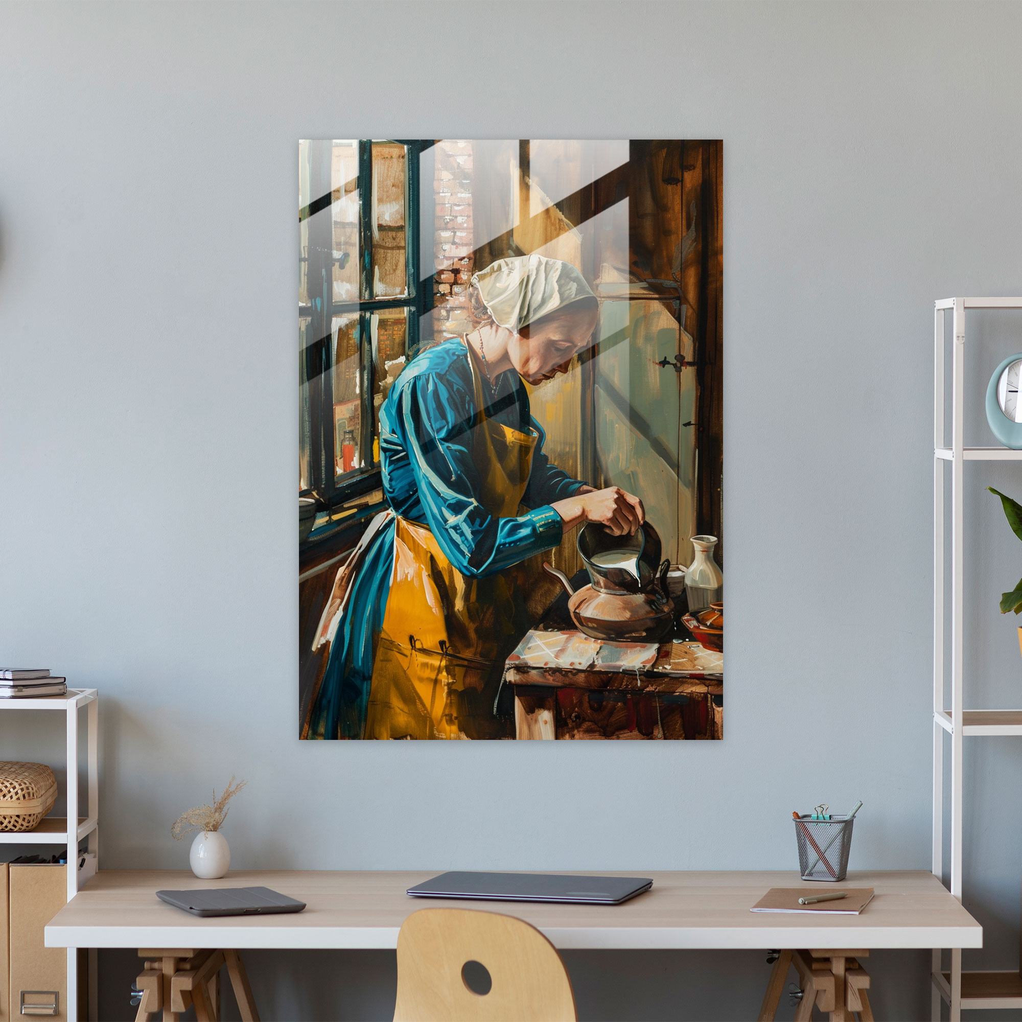 Johannes Vermeer Ev Dekorasyonu - Johannes Vermeer Cam Tablo Ev Dekorasyonu Cam Sanatı