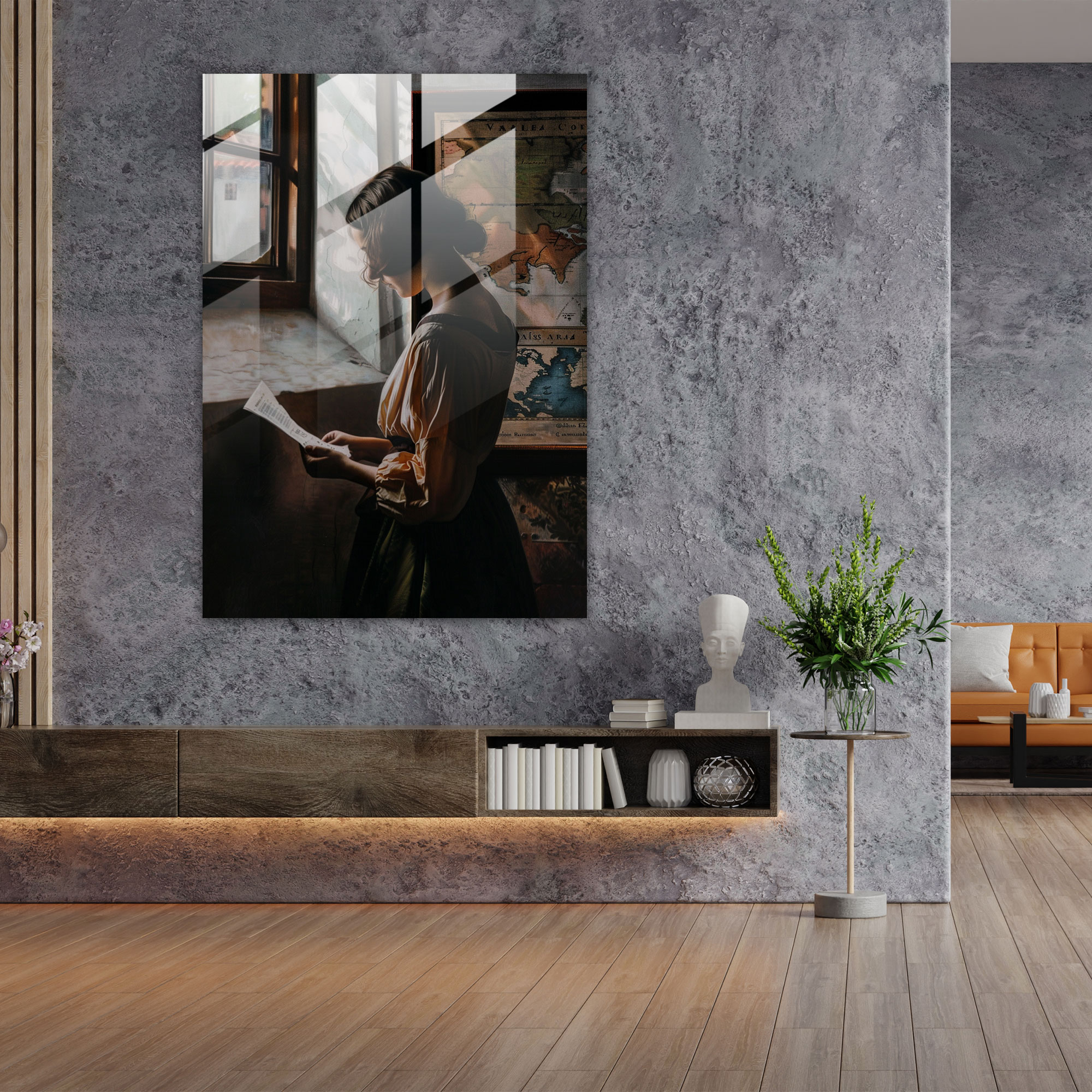 Johannes Vermeer Cam Tablo Duvar Dekorasyonu - Modern Sanat Ev Dekorasyonu