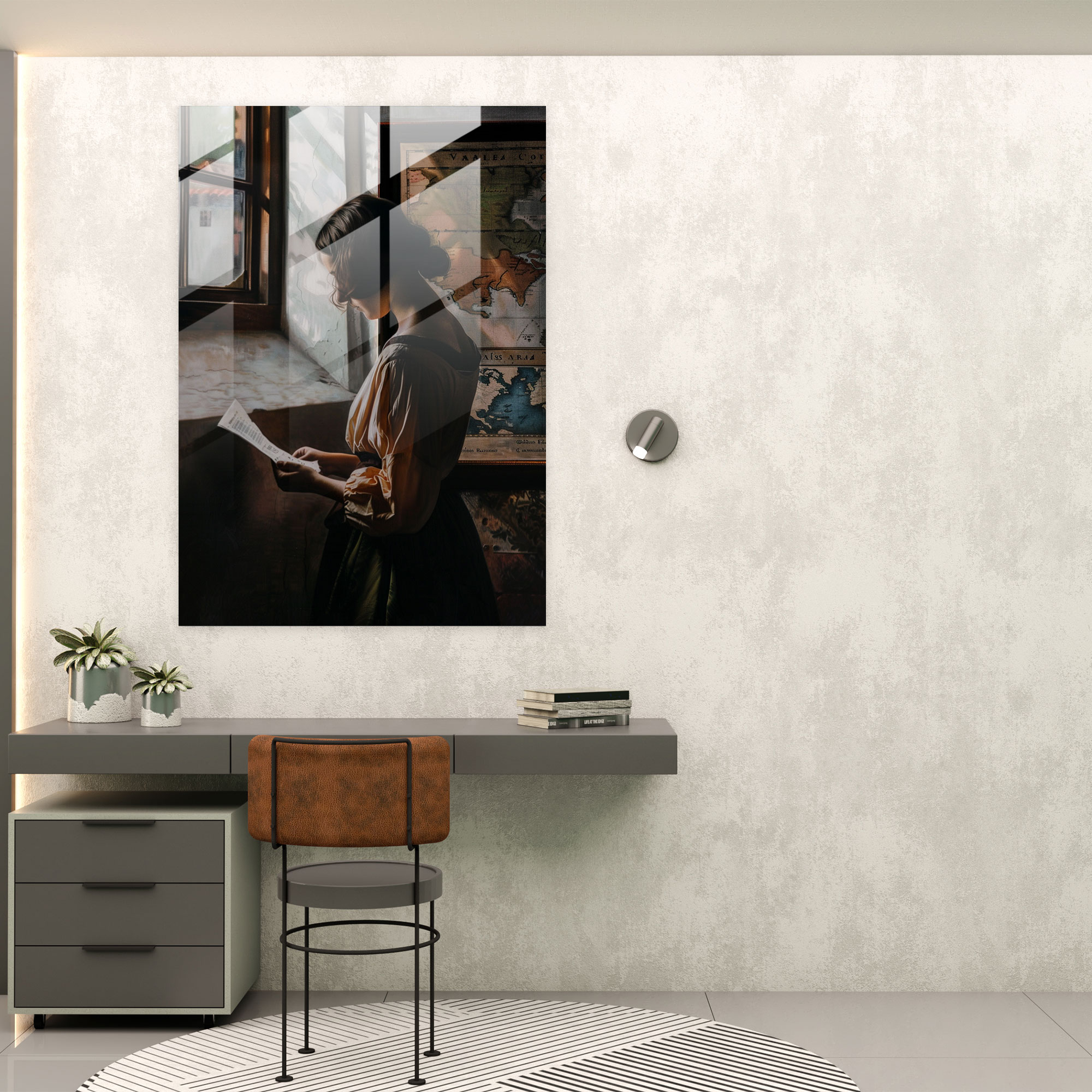 Johannes Vermeer Cam Tablo Duvar Dekorasyonu - Modern Sanat Ev Dekorasyonu