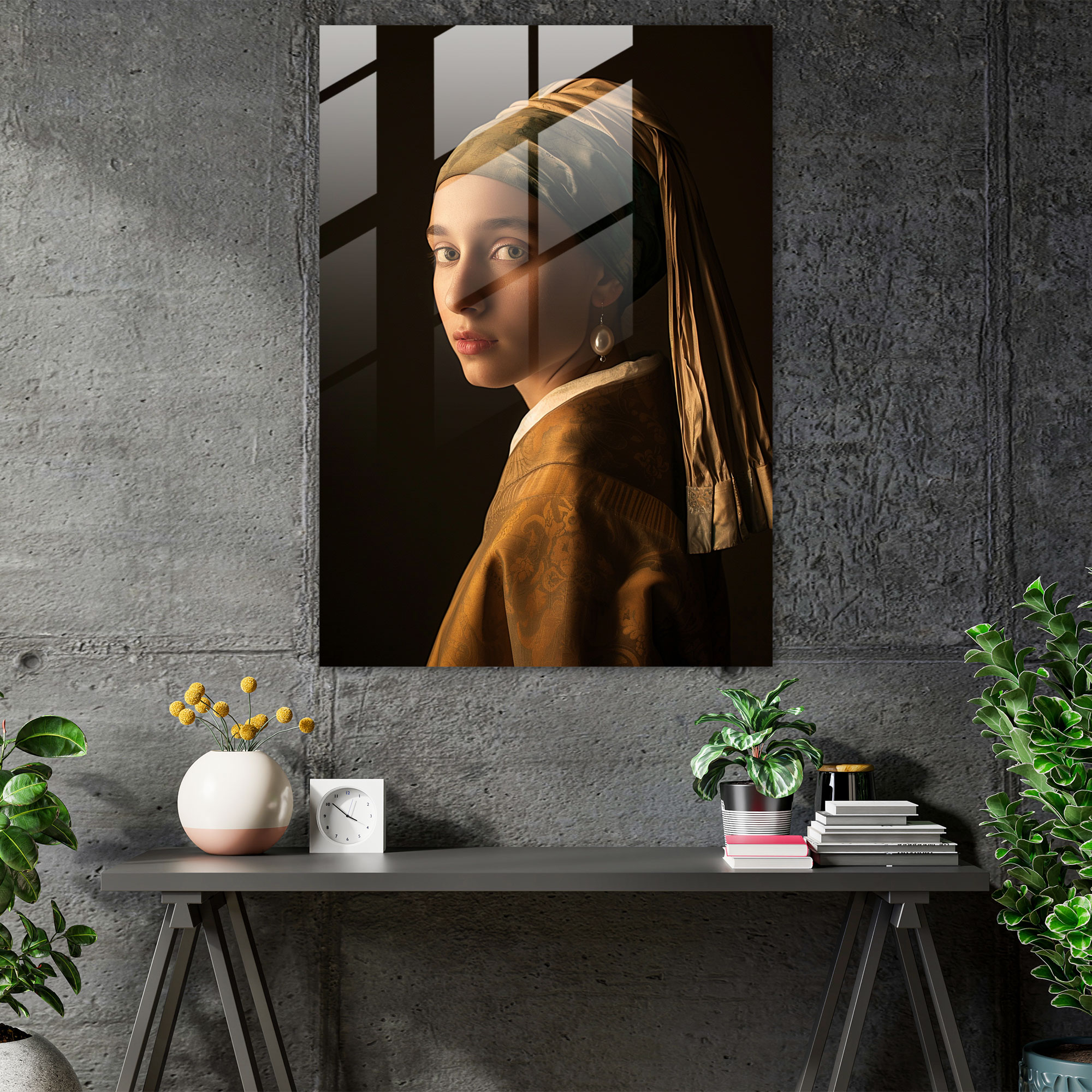 Ev Dekorasyonu Cam Tablo Sanatı - Johannes Vermeer Teması - Johannes Vermeer Ev Dekorasyonu Cam Tablo Modern Sanat