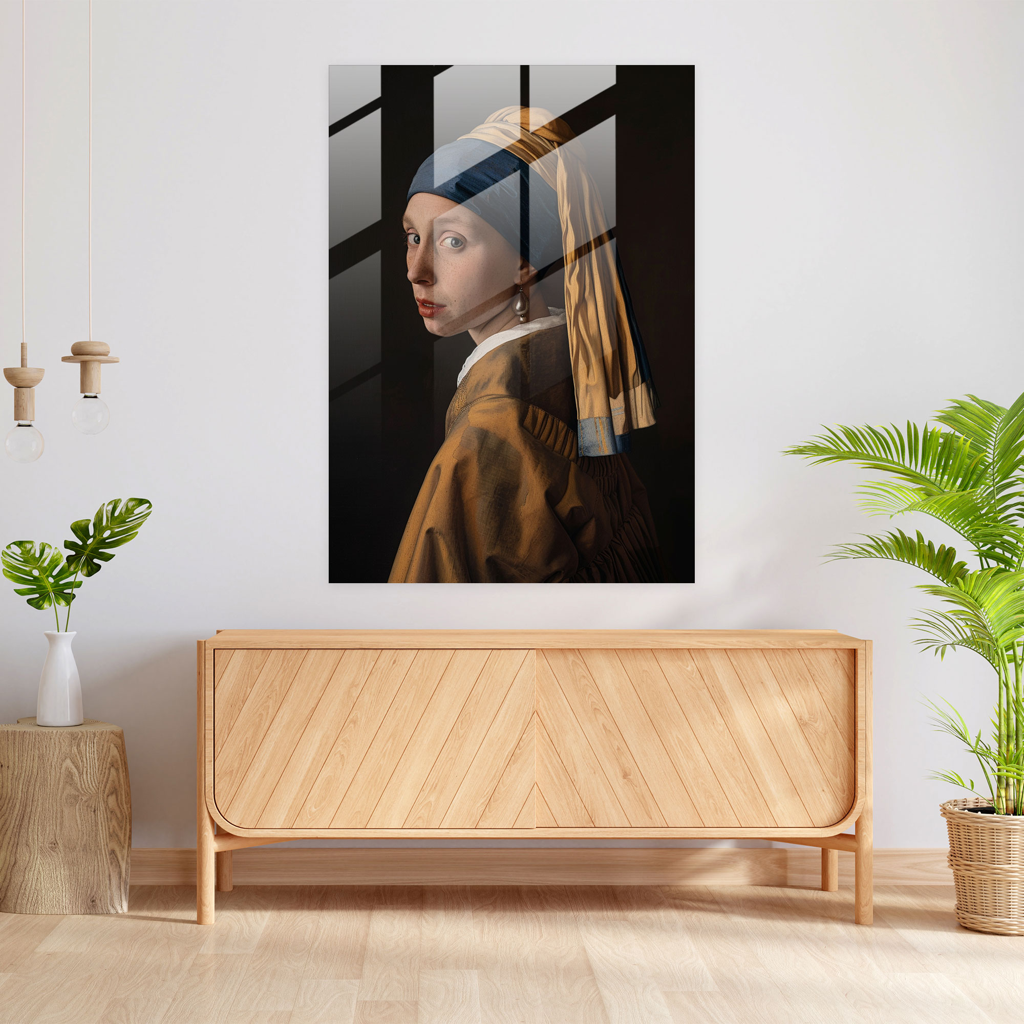 Johannes Vermeer Cam Tablo Modern Sanat - Ev Dekorasyonu Cam Sanatı Duvar Dekorasyonu