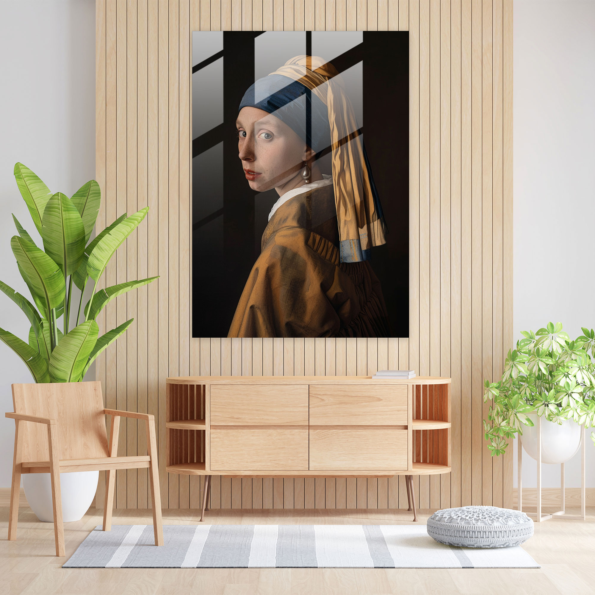Johannes Vermeer Cam Tablo Modern Sanat - Ev Dekorasyonu Cam Sanatı Duvar Dekorasyonu