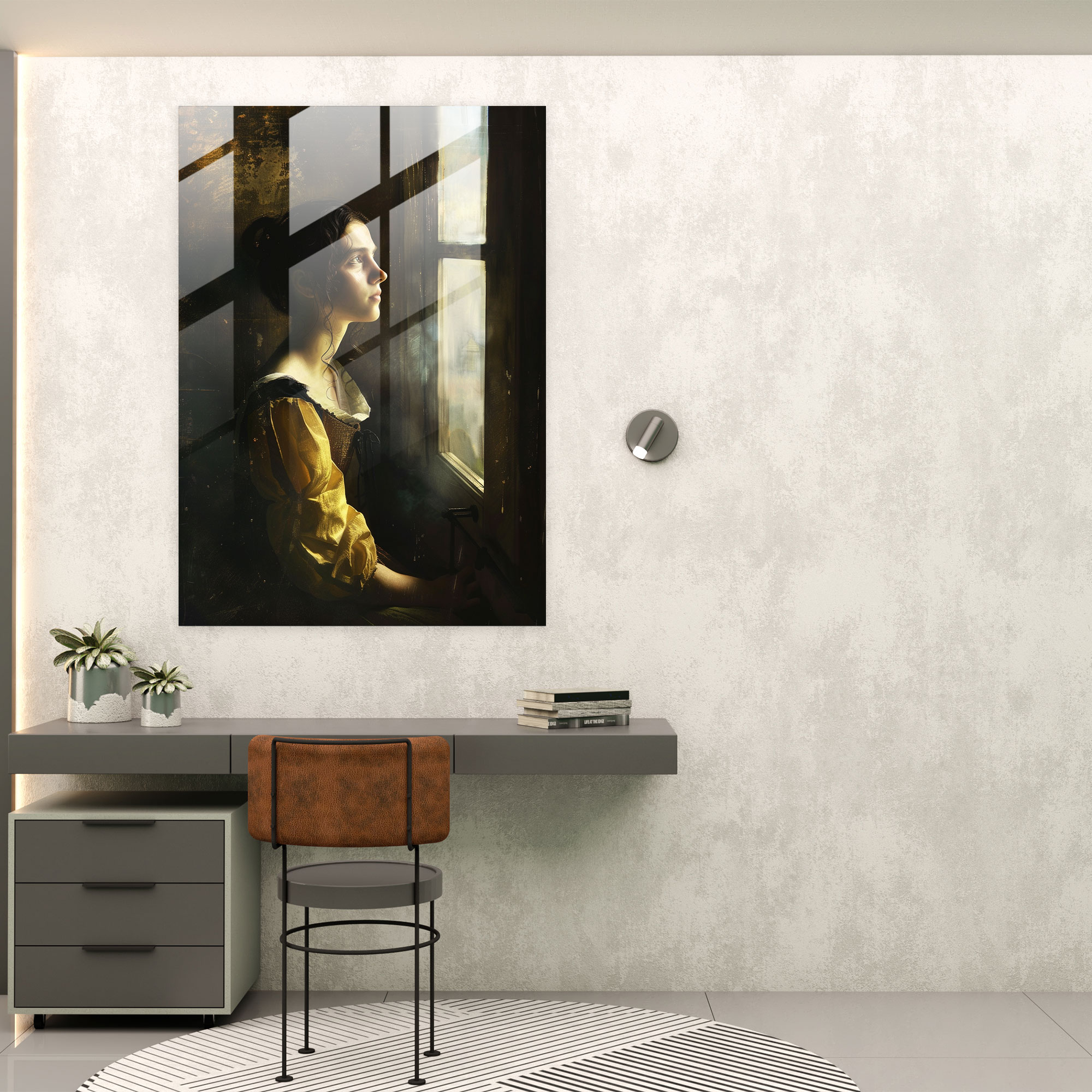 Johannes Vermeer Cam Sanatı Duvar Dekorasyonu - Ev Dekorasyonu için Johannes Vermeer Cam Sanatı Duvar Dekorasyonu