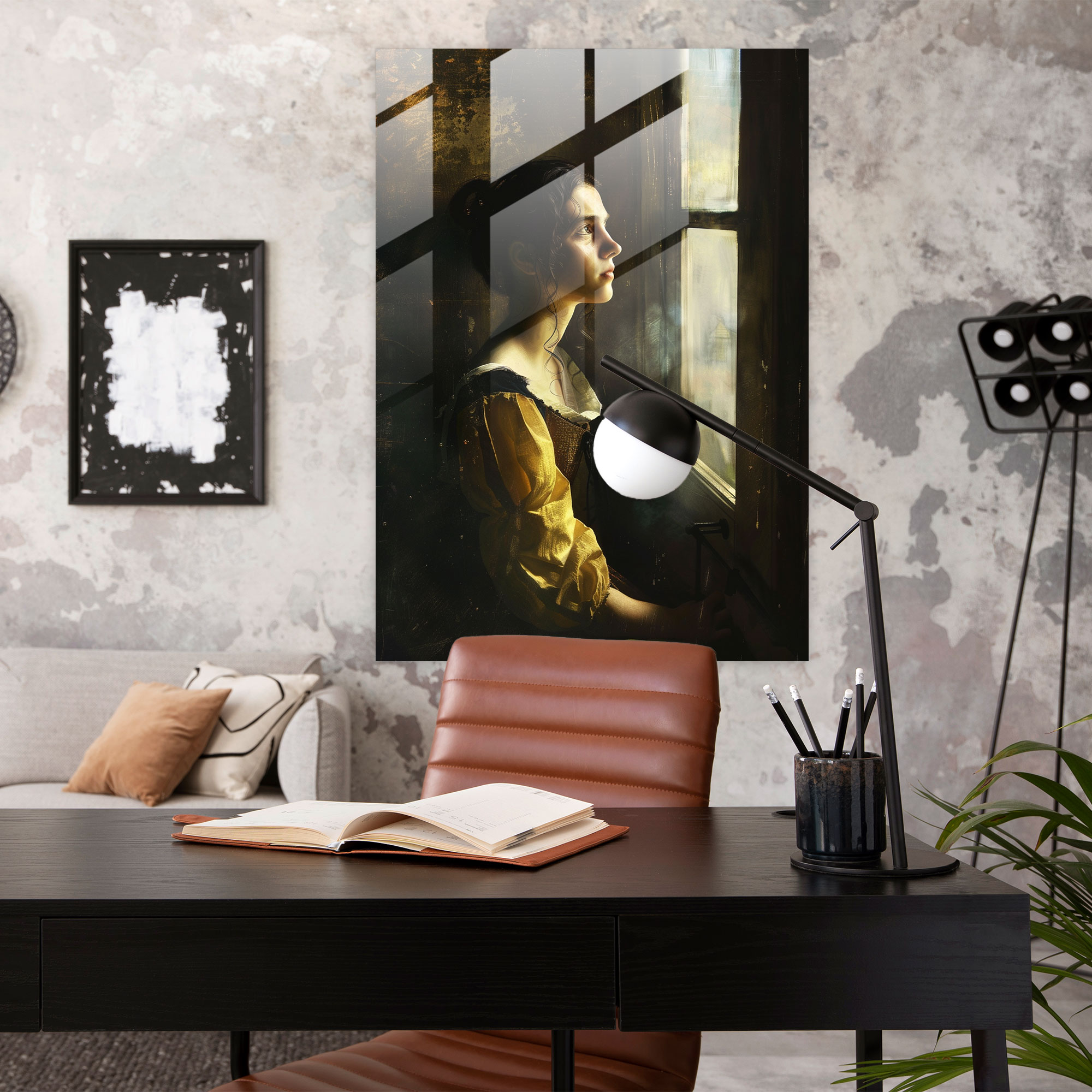 Johannes Vermeer Cam Sanatı Duvar Dekorasyonu - Ev Dekorasyonu için Johannes Vermeer Cam Sanatı Duvar Dekorasyonu