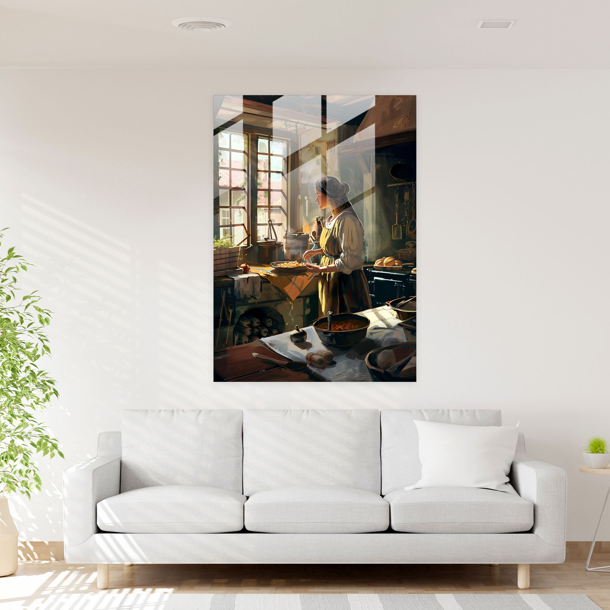 Johannes Vermeer Cam Tablo - Büyüleyici Mutfak Cam Duvar Sanatı - Johannes Vermeer Modern Sanat Ev Dekorasyonu Cam Duvar Sanatı