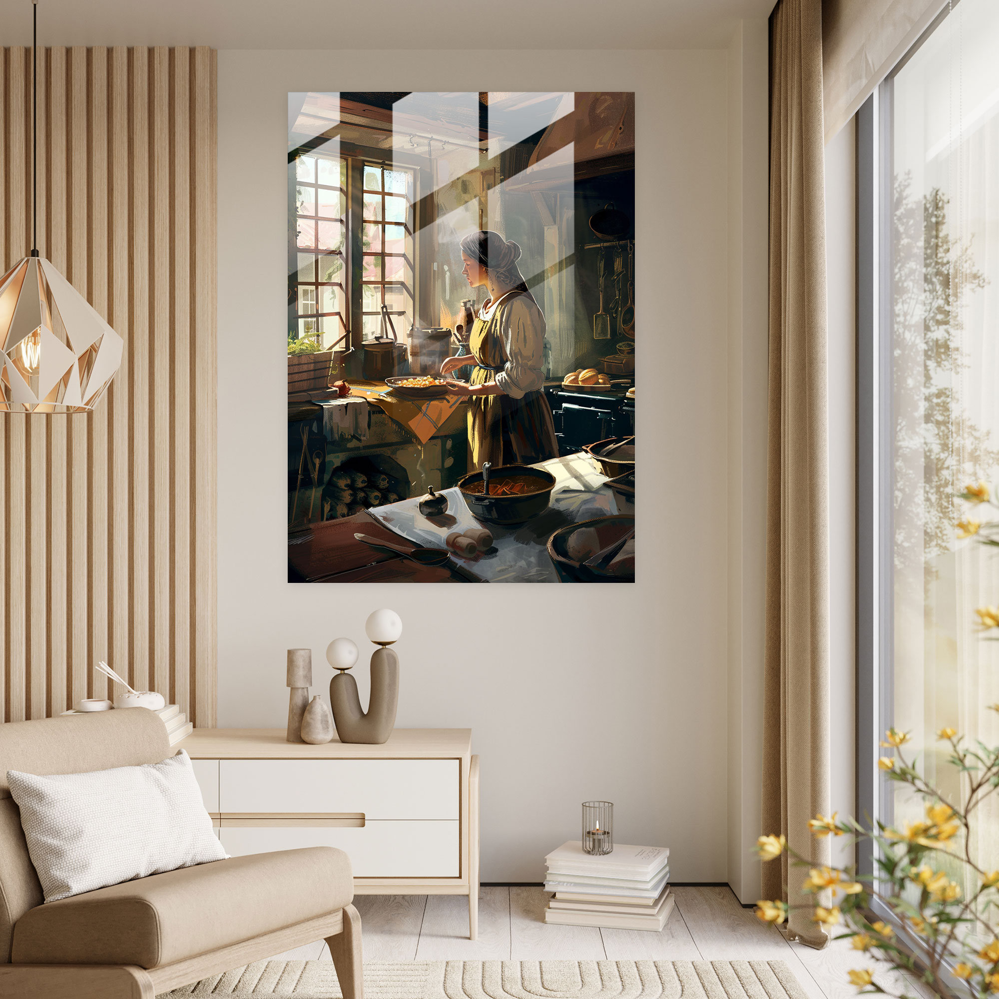 Johannes Vermeer Cam Tablo - Büyüleyici Mutfak Cam Duvar Sanatı - Johannes Vermeer Modern Sanat Ev Dekorasyonu Cam Duvar Sanatı
