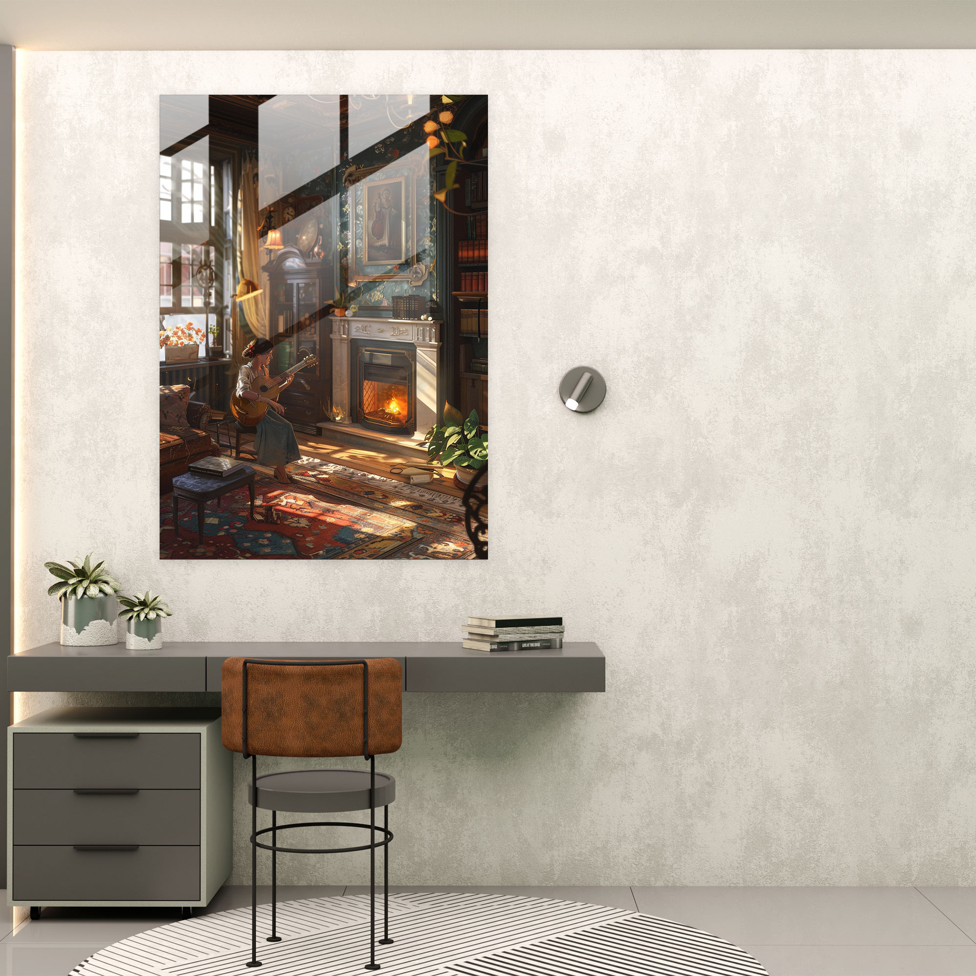 Johannes Vermeer Cam Tablo - Rahat Oturma Odası Cam Duvar Sanatı - Ev Dekorasyonu