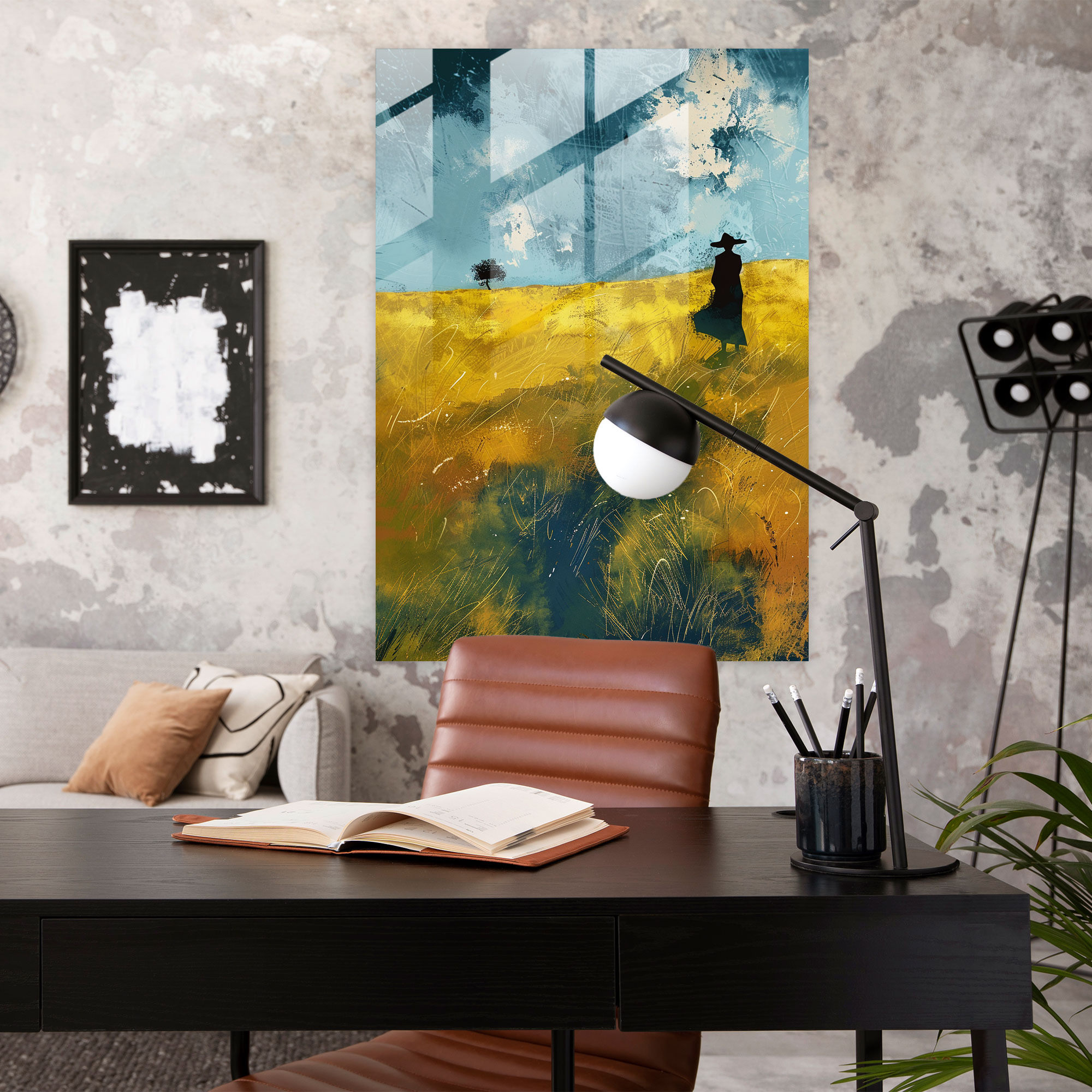Johannes Vermeer Cam Tablo - Huzurlu Kırsal Manzara Cam Duvar Sanatı