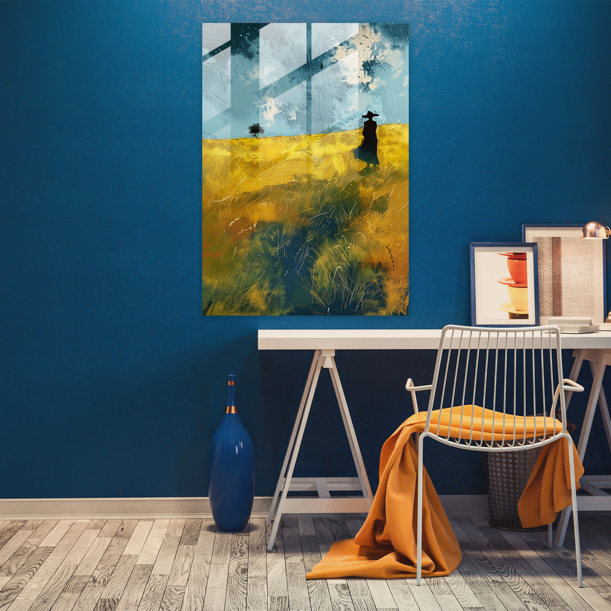 Johannes Vermeer Cam Tablo - Huzurlu Kırsal Manzara Cam Duvar Sanatı