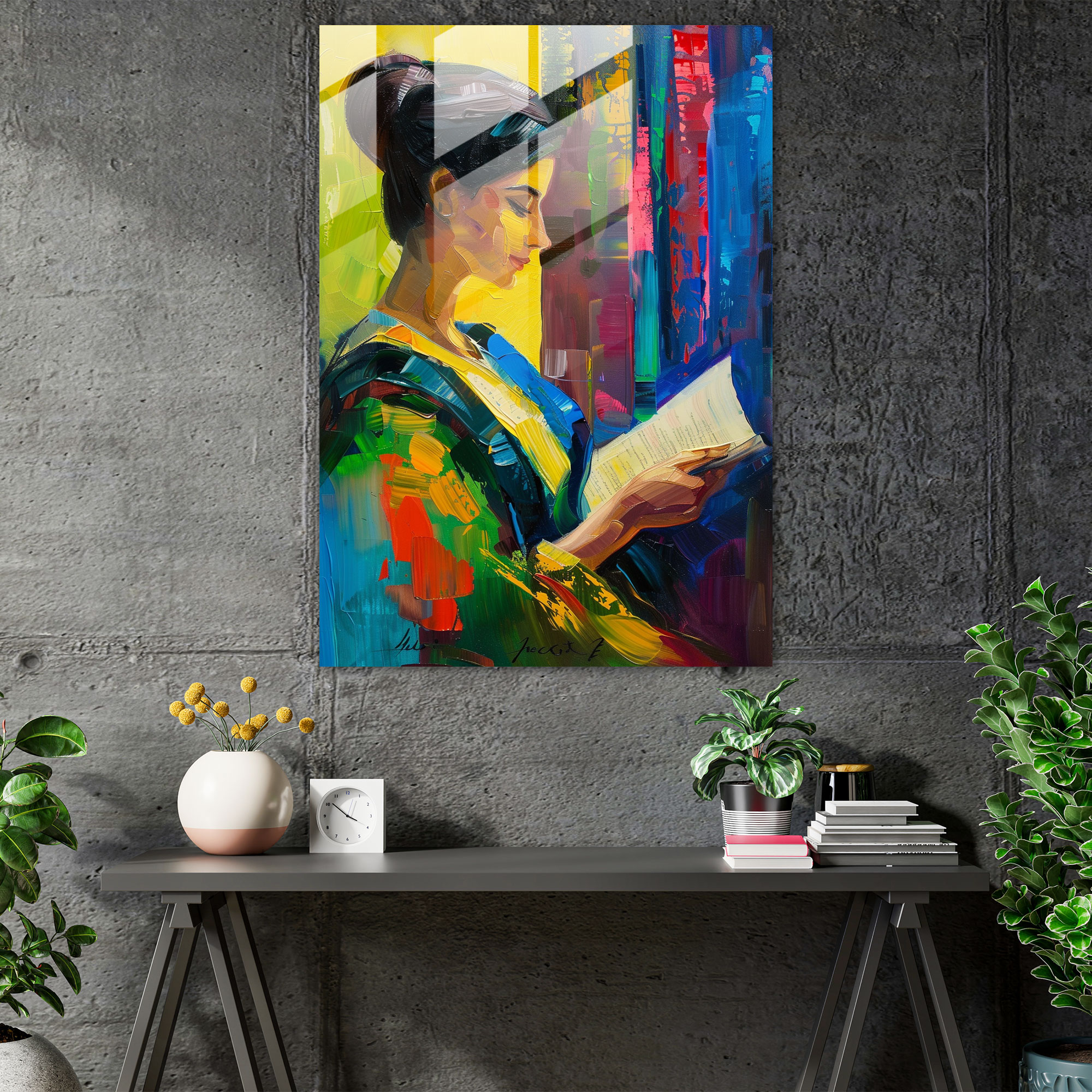 Johannes Vermeer Cam Tablo - Kadın Mektup Okuyor - Duvar Dekorasyonu Modern Sanat