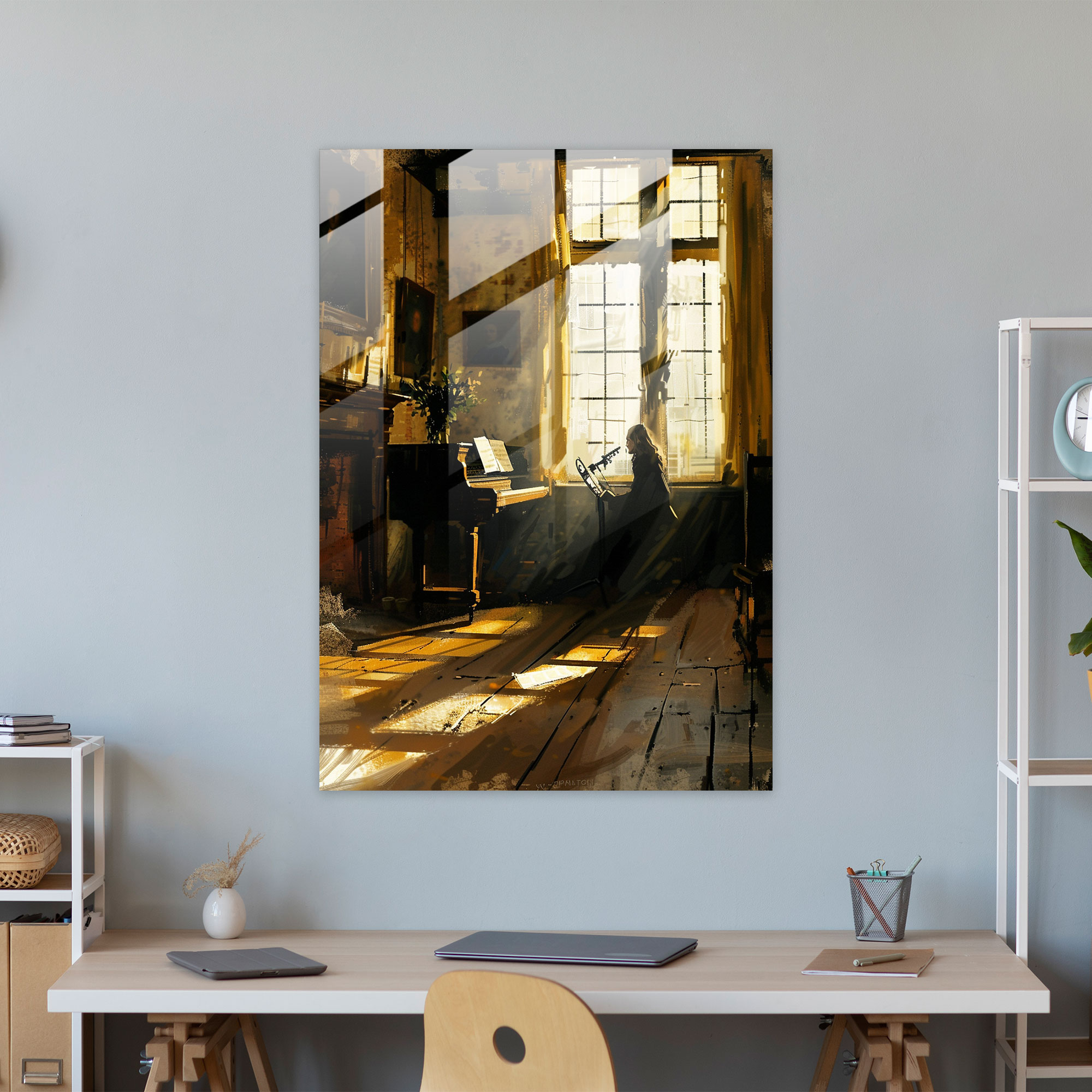 Johannes Vermeer Ev Dekorasyonu - Bir Müzik Aleti Çalan Kadın - Johannes Vermeer Modern Sanat Duvar Dekorasyonu Ev Dekorasyonu