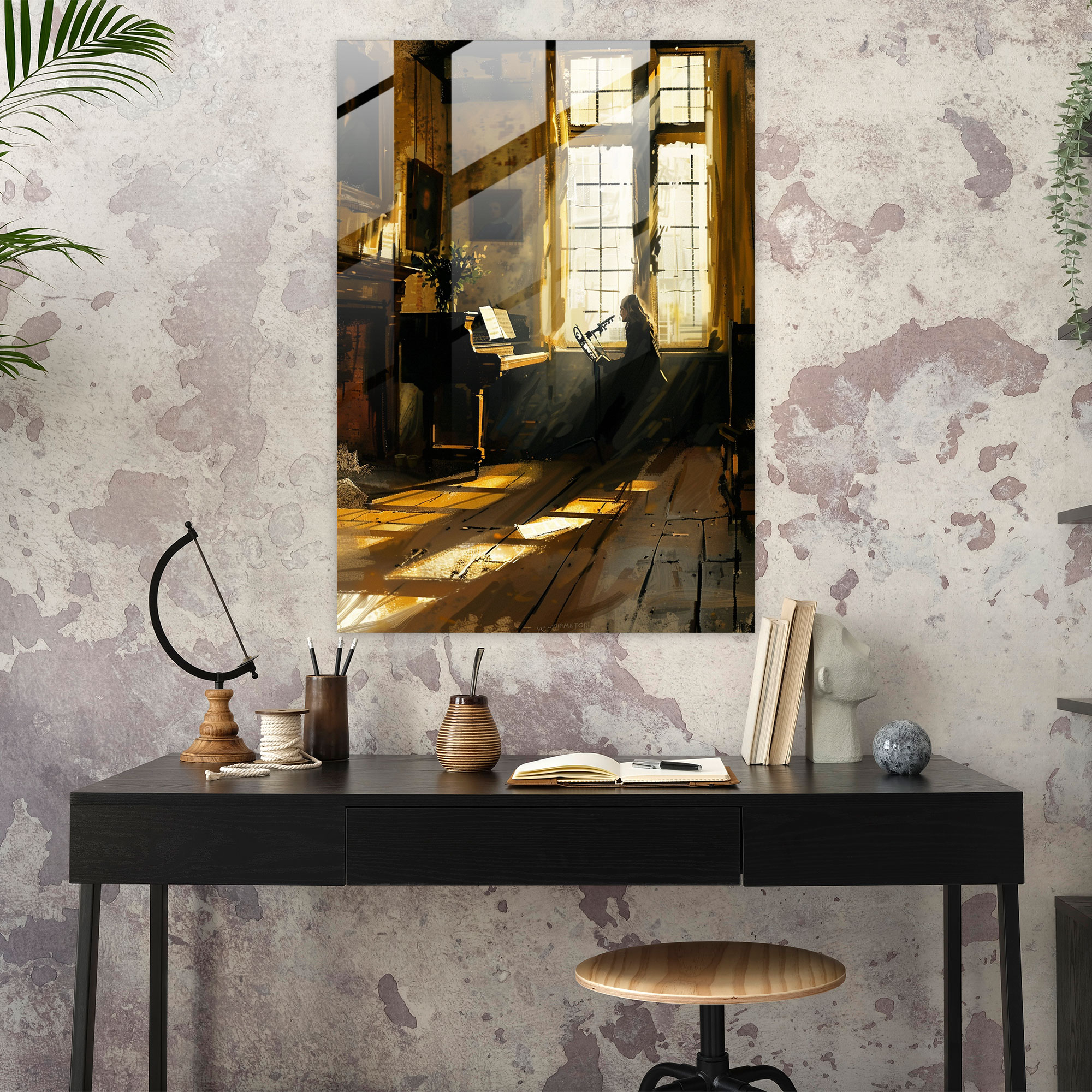 Johannes Vermeer Ev Dekorasyonu - Bir Müzik Aleti Çalan Kadın - Johannes Vermeer Modern Sanat Duvar Dekorasyonu Ev Dekorasyonu