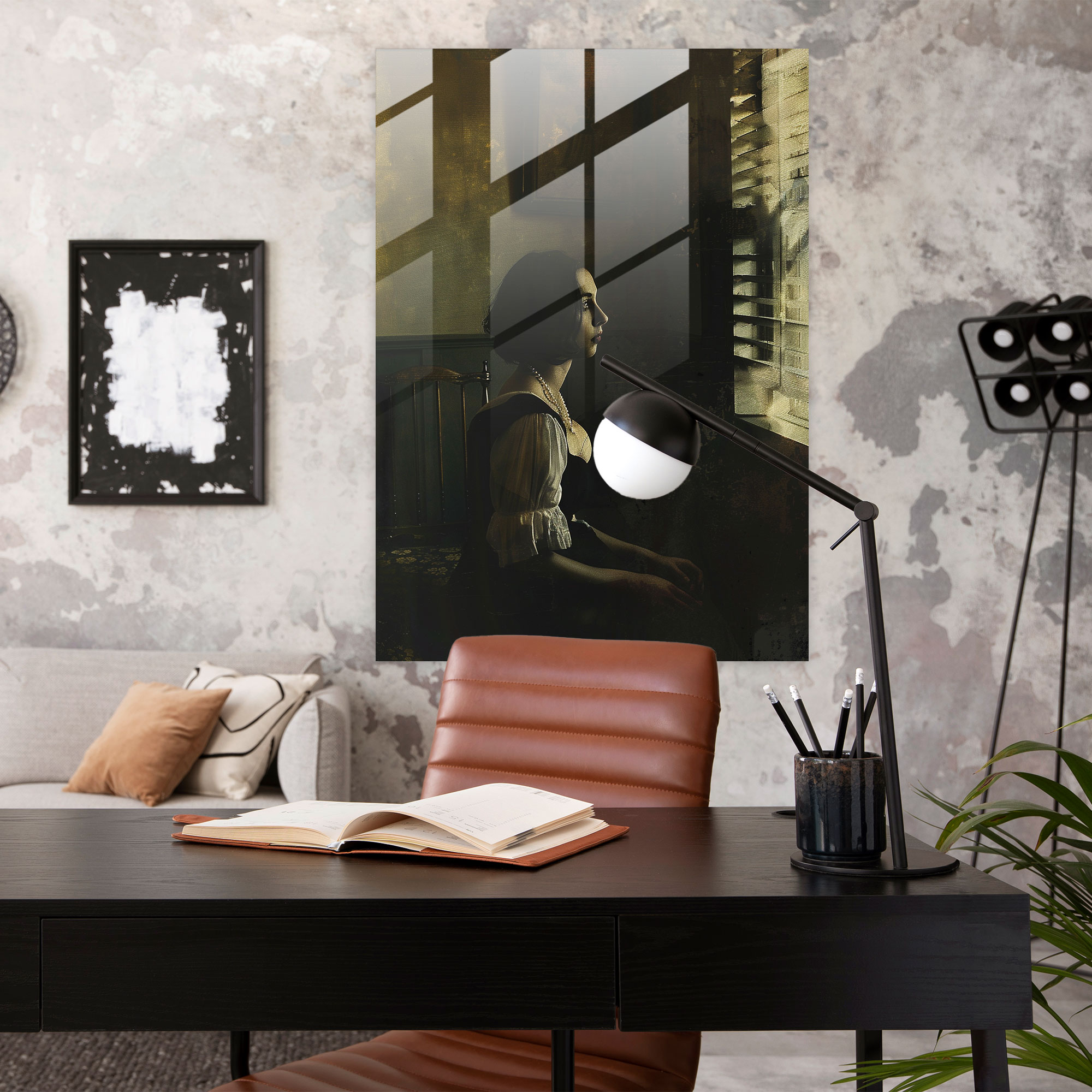 Johannes Vermeer Modern Sanat - İnci Kolyeli Kadın - Cam Tablo Duvar Dekorasyonu Modern Sanat