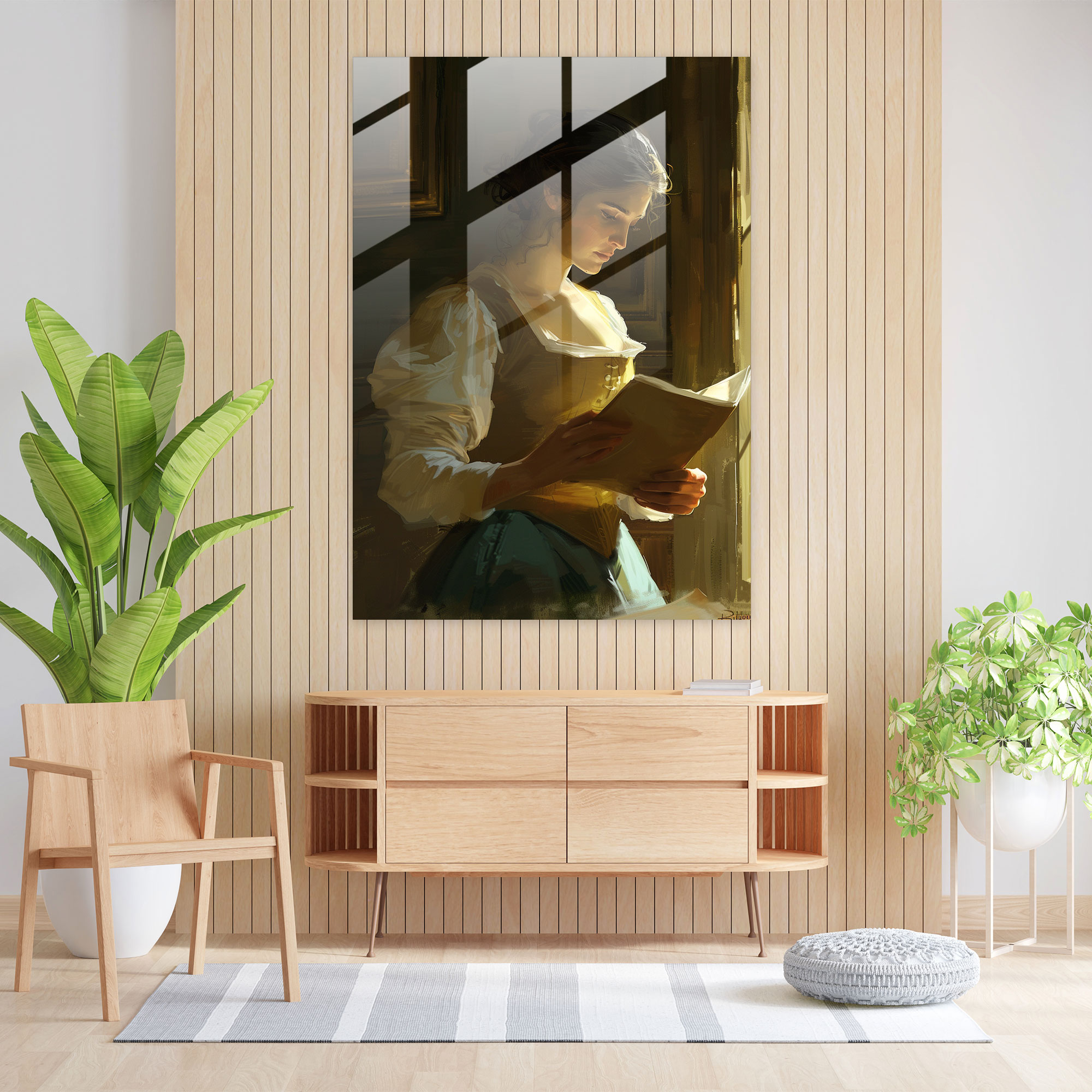 Johannes Vermeer Cam Tablo - Johannes Vermeer Cam Sanatı Cam Duvar Sanatı Ev Dekorasyonu