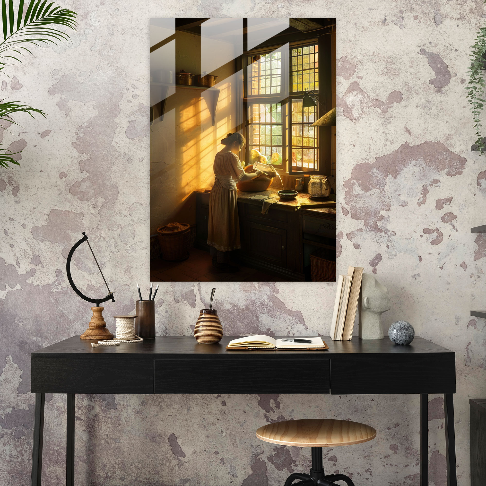 Johannes Vermeer Cam Tablosu - Su Döken Kadın - Modern Sanat Cam Sanatı