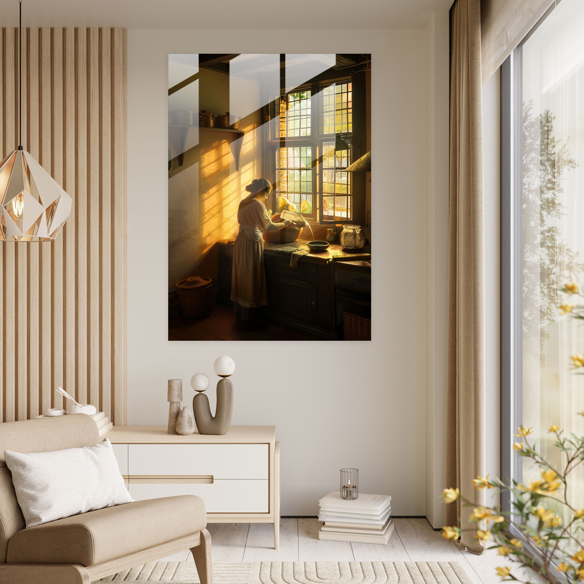 Johannes Vermeer Cam Tablosu - Su Döken Kadın - Modern Sanat Cam Sanatı