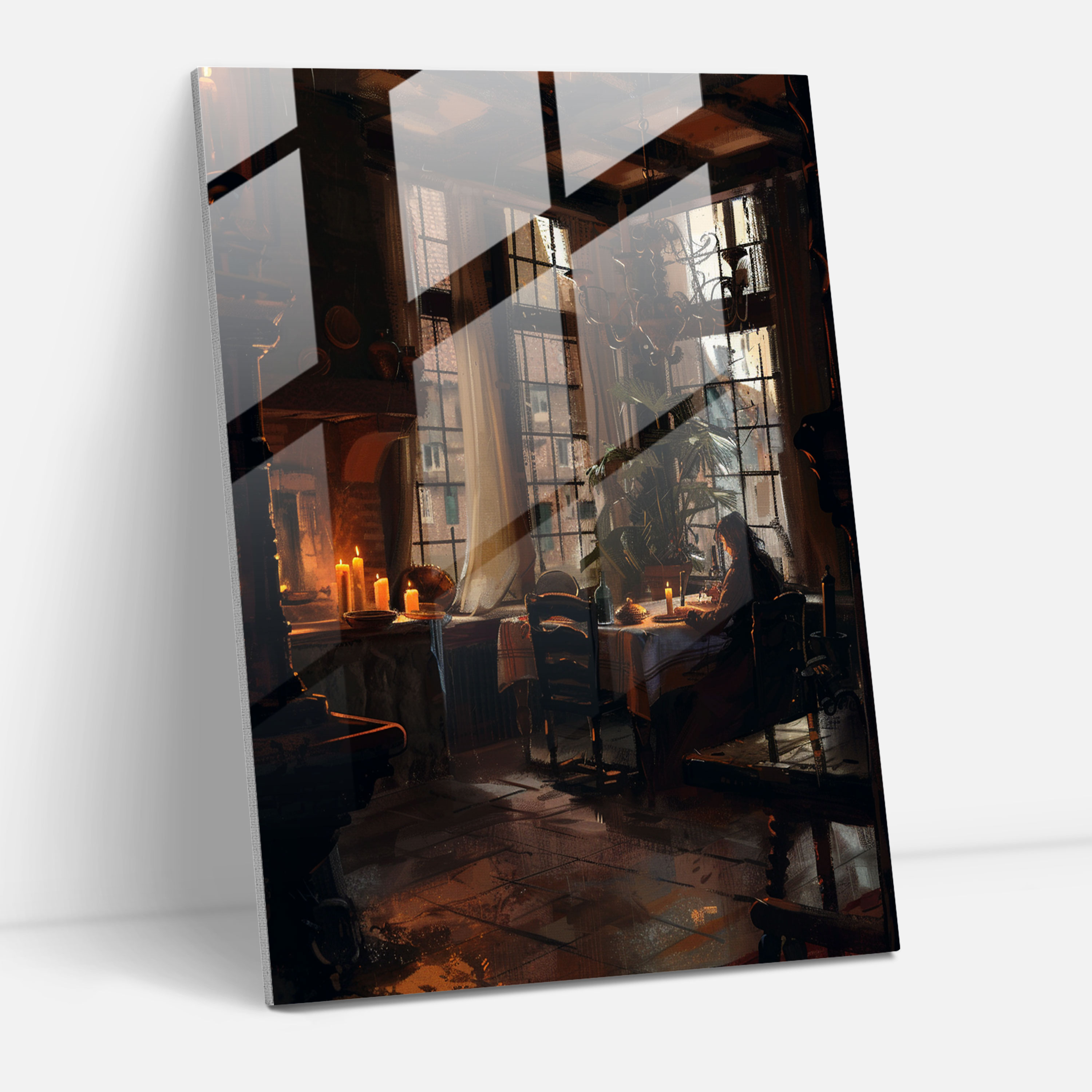 Johannes Vermeer Glass Wall Art - Johannes Vermeer, Candle-Lit Room, Modern Art, Home Decoration