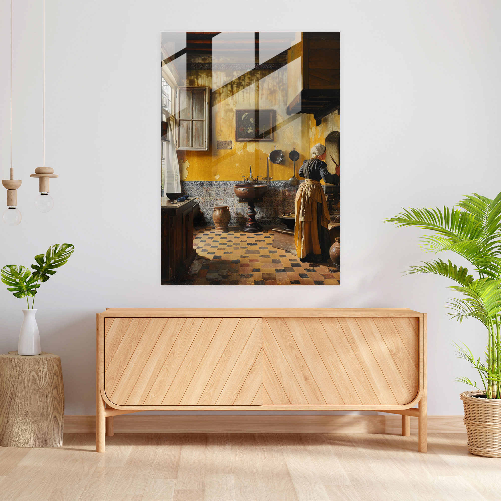Johannes Vermeer Glass Wall Art - Captivating Domestic Setting - Johannes Vermeer, Glass Art, Home Decoration, Wall Decoration