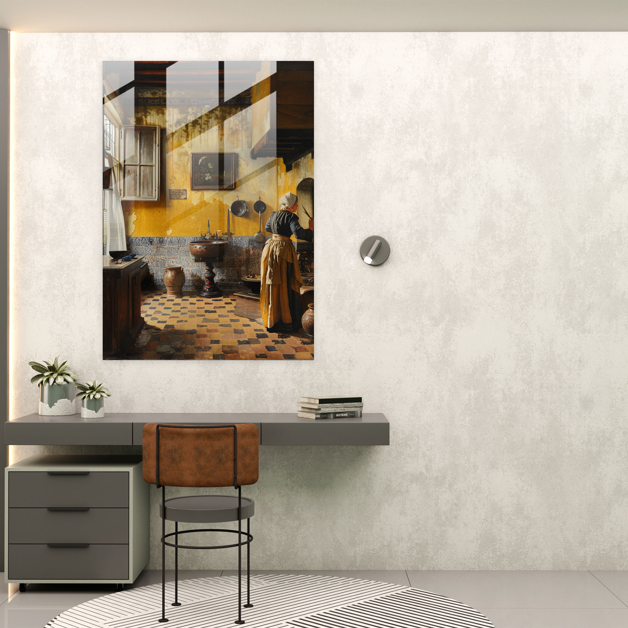 Johannes Vermeer Glass Wall Art - Captivating Domestic Setting - Johannes Vermeer, Glass Art, Home Decoration, Wall Decoration