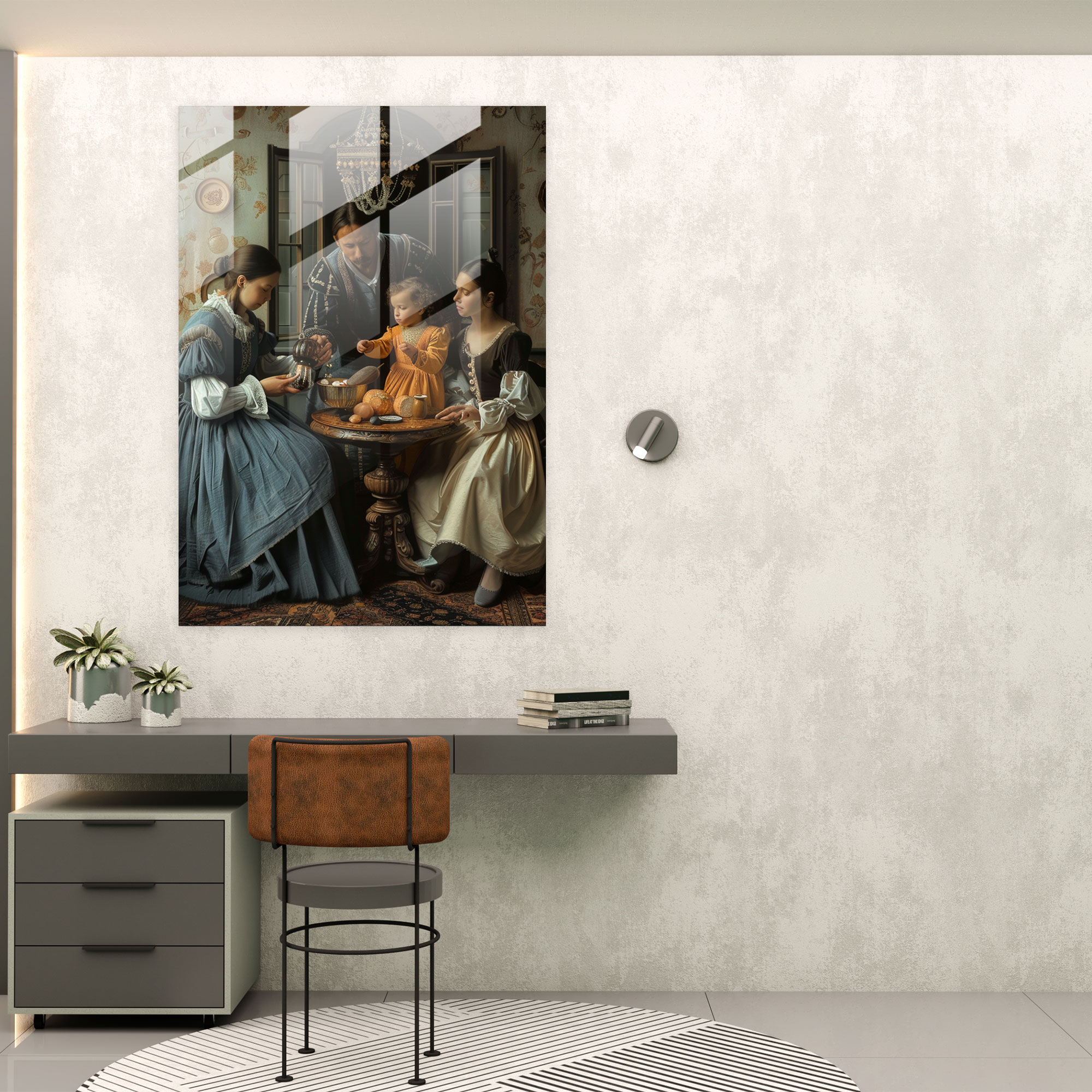 Johannes Vermeer Glass Print - Harmonious Family Scene - Johannes Vermeer, Wall Decoration, Johannes Vermeer, Glass Art