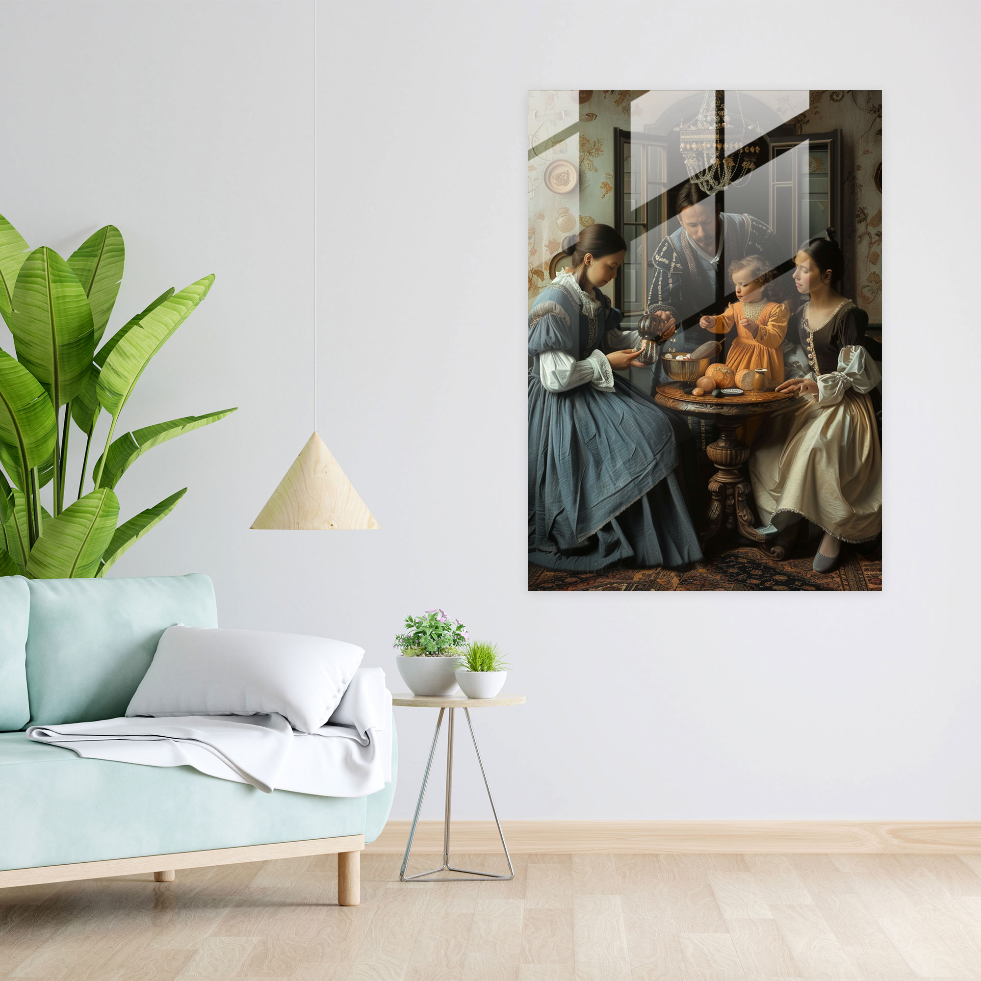 Johannes Vermeer Glass Print - Harmonious Family Scene - Johannes Vermeer, Wall Decoration, Johannes Vermeer, Glass Art