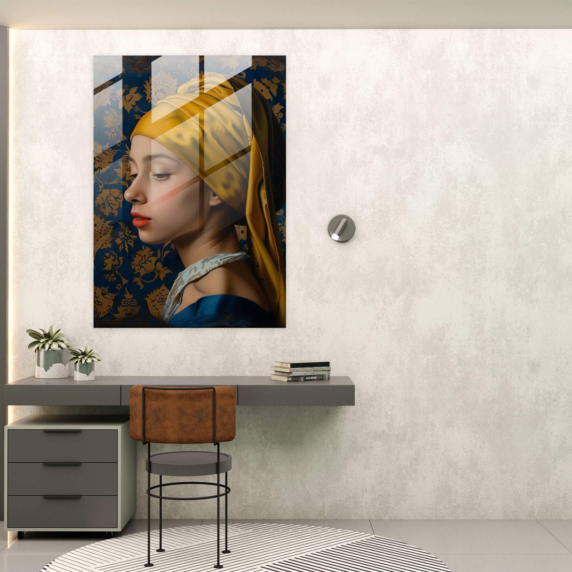 Johannes Vermeer Glass Wall Art - Intimate Portrait - Johannes Vermeer, Home Decoration, Glass Wall Art, Wall Decoration