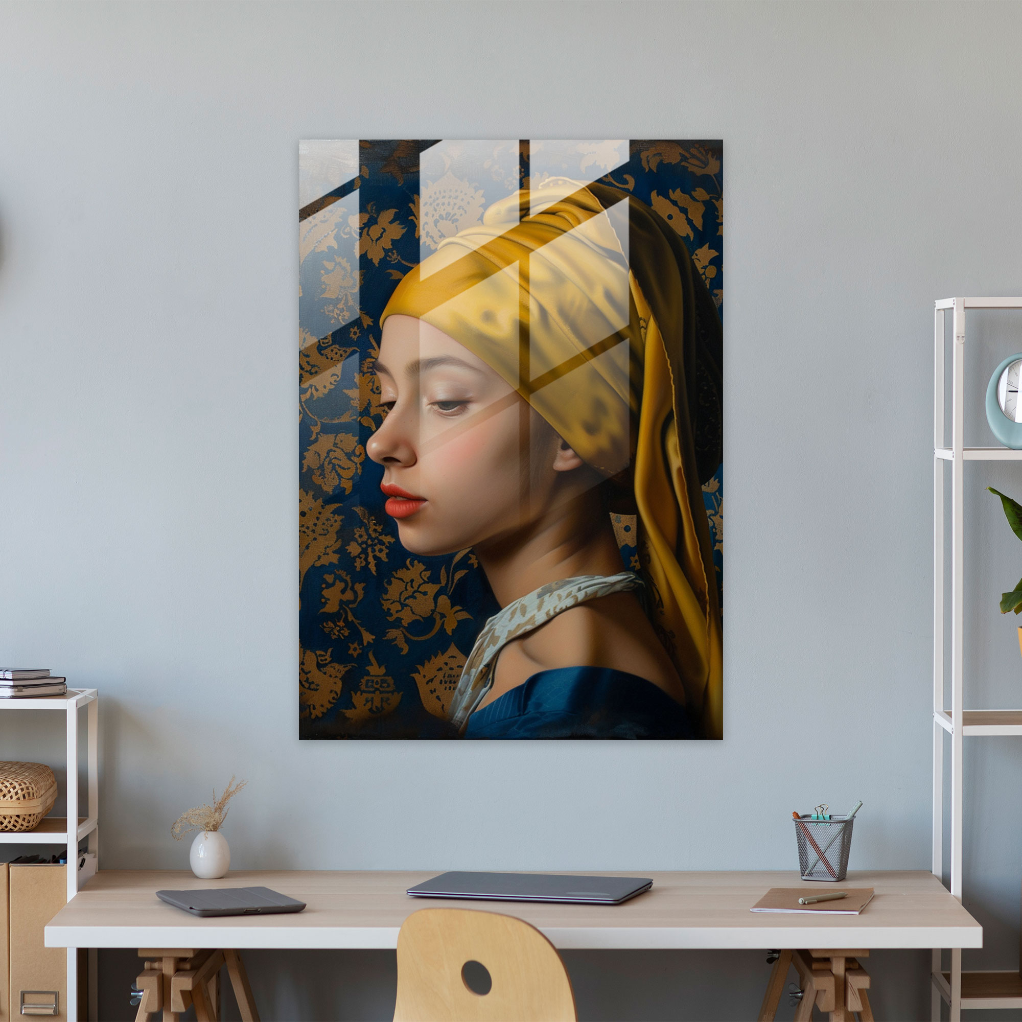 Johannes Vermeer Glass Wall Art - Intimate Portrait - Johannes Vermeer, Home Decoration, Glass Wall Art, Wall Decoration