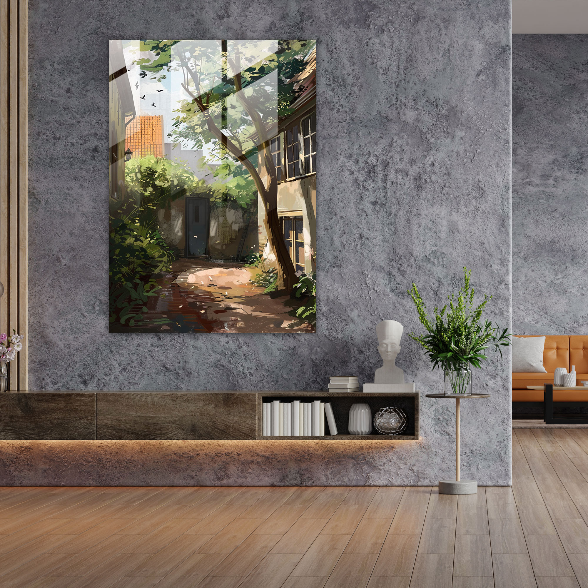 Johannes Vermeer Glass Print - Tranquil Outdoor Scene - Johannes Vermeer, Home Decoration, Wall Decoration, Glass Wall Art