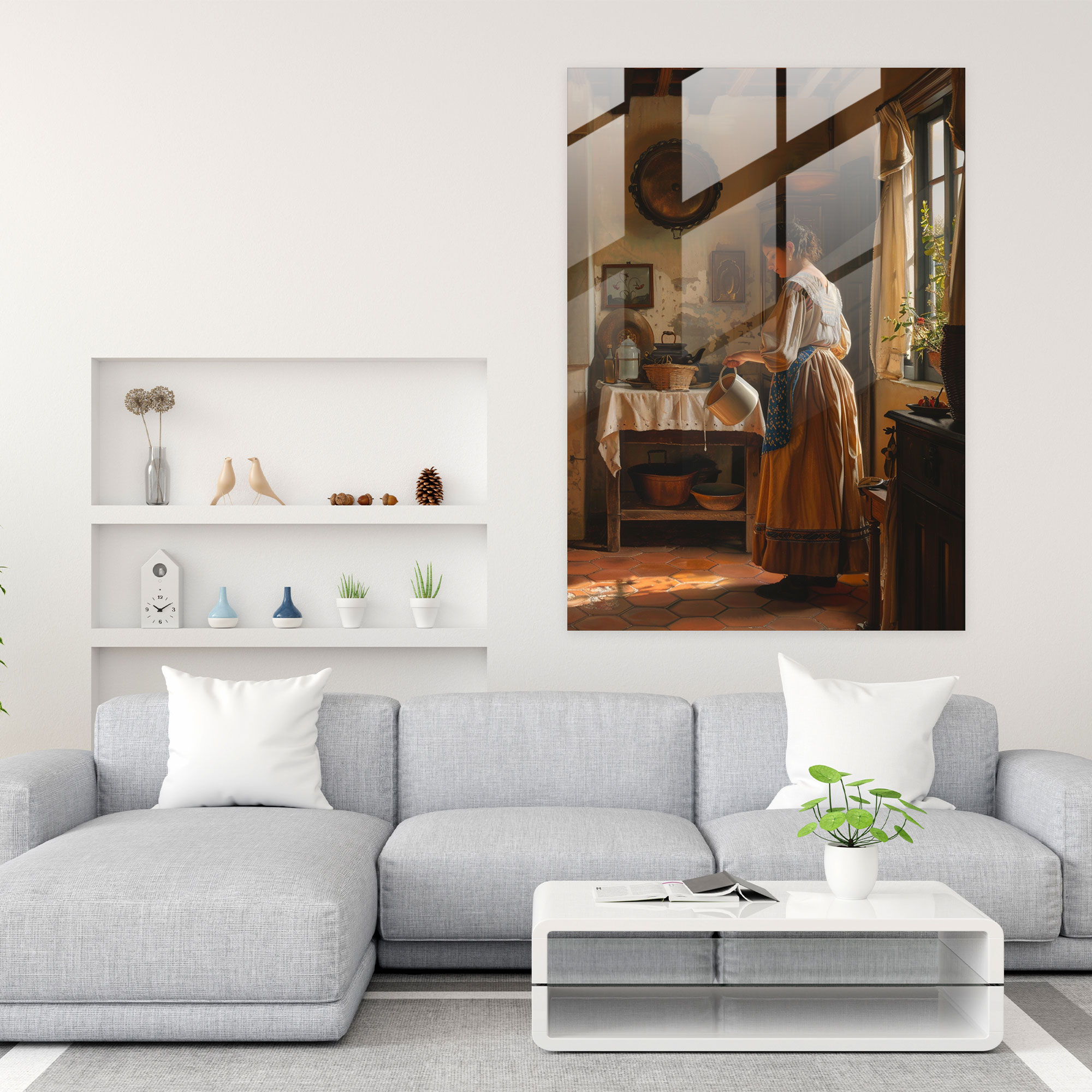 Johannes Vermeer Modern Art - Johannes Vermeer, Home Decoration, Modern Art, Glass Wall Art
