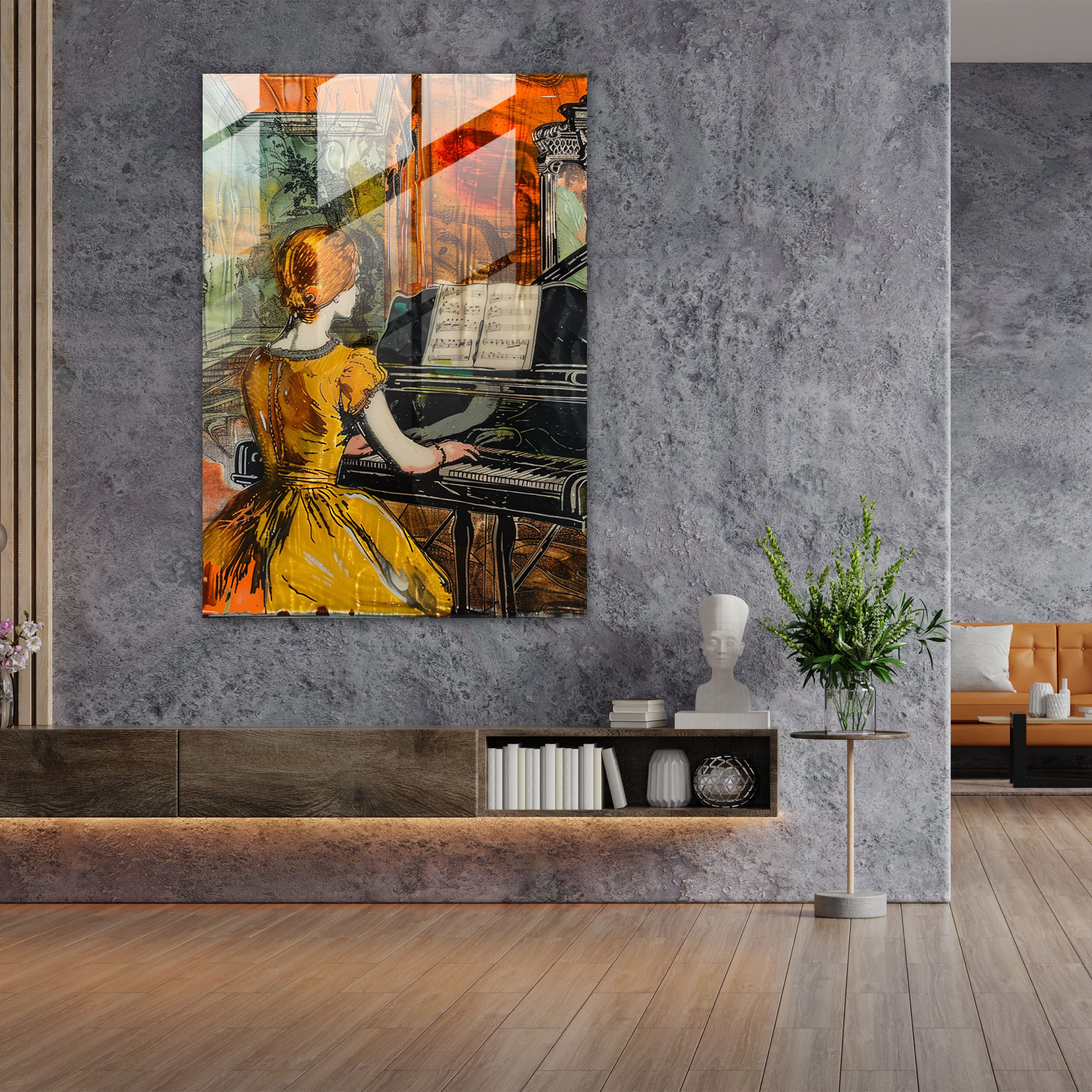 Johannes Vermeer Glass Art - Young Lady At The Piano - Johannes Vermeer, Glass Art, Glass Print, Johannes Vermeer