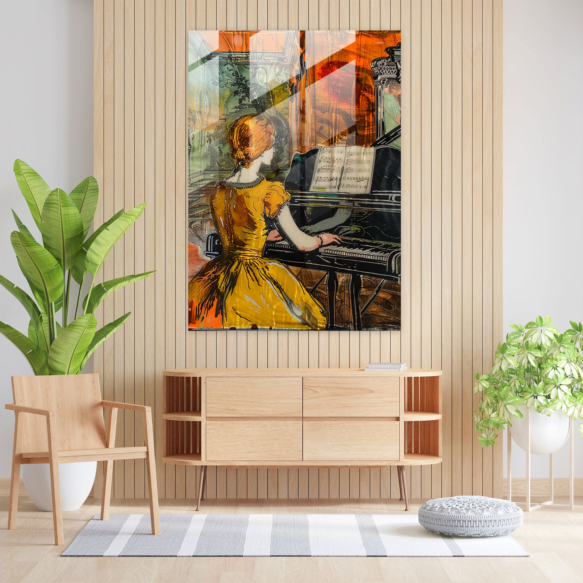 Johannes Vermeer Glass Art - Young Lady At The Piano - Johannes Vermeer, Glass Art, Glass Print, Johannes Vermeer