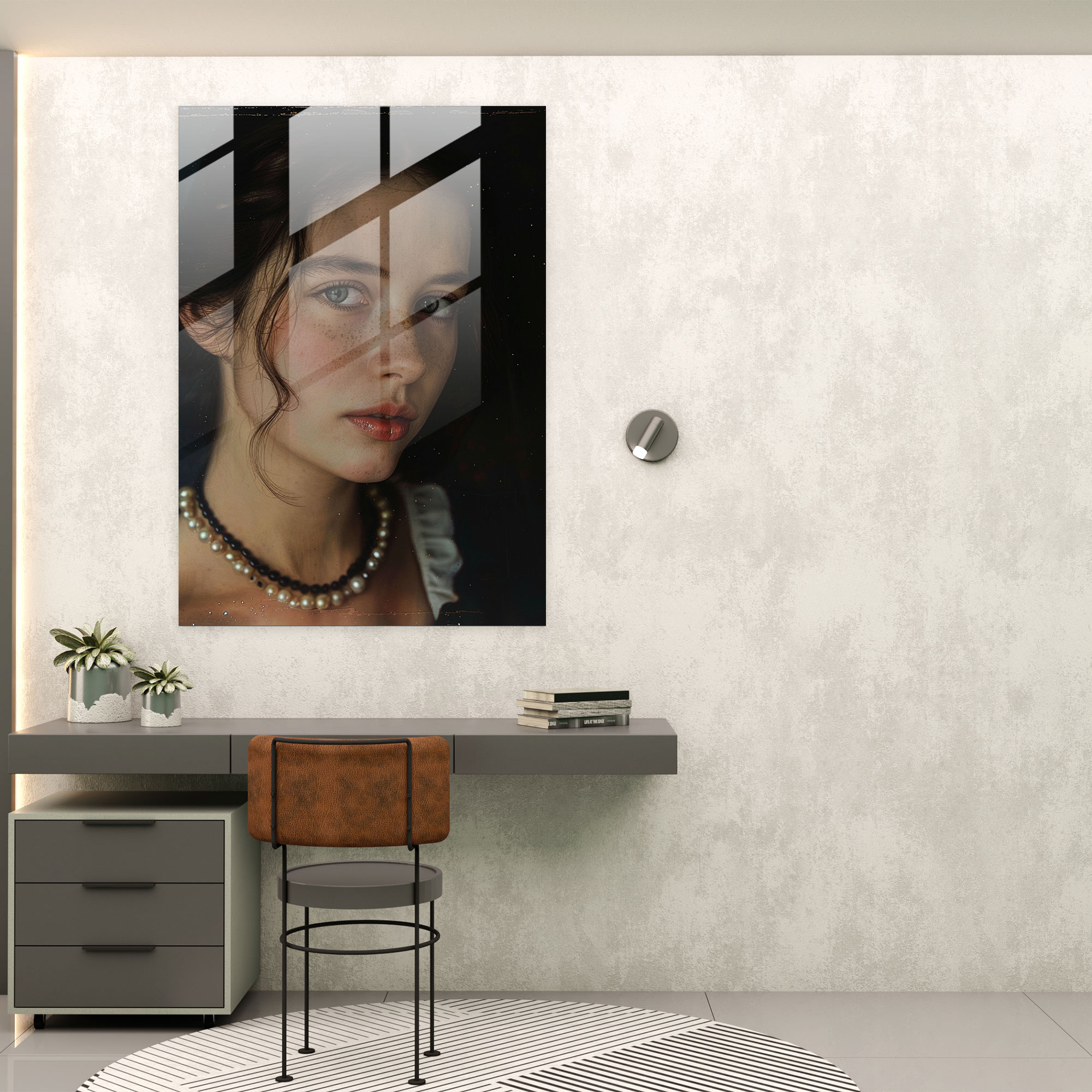 Johannes Vermeer Glass Print - Girl With A Pearl Necklace - Johannes Vermeer, Johannes Vermeer, Glass Print, Modern Art