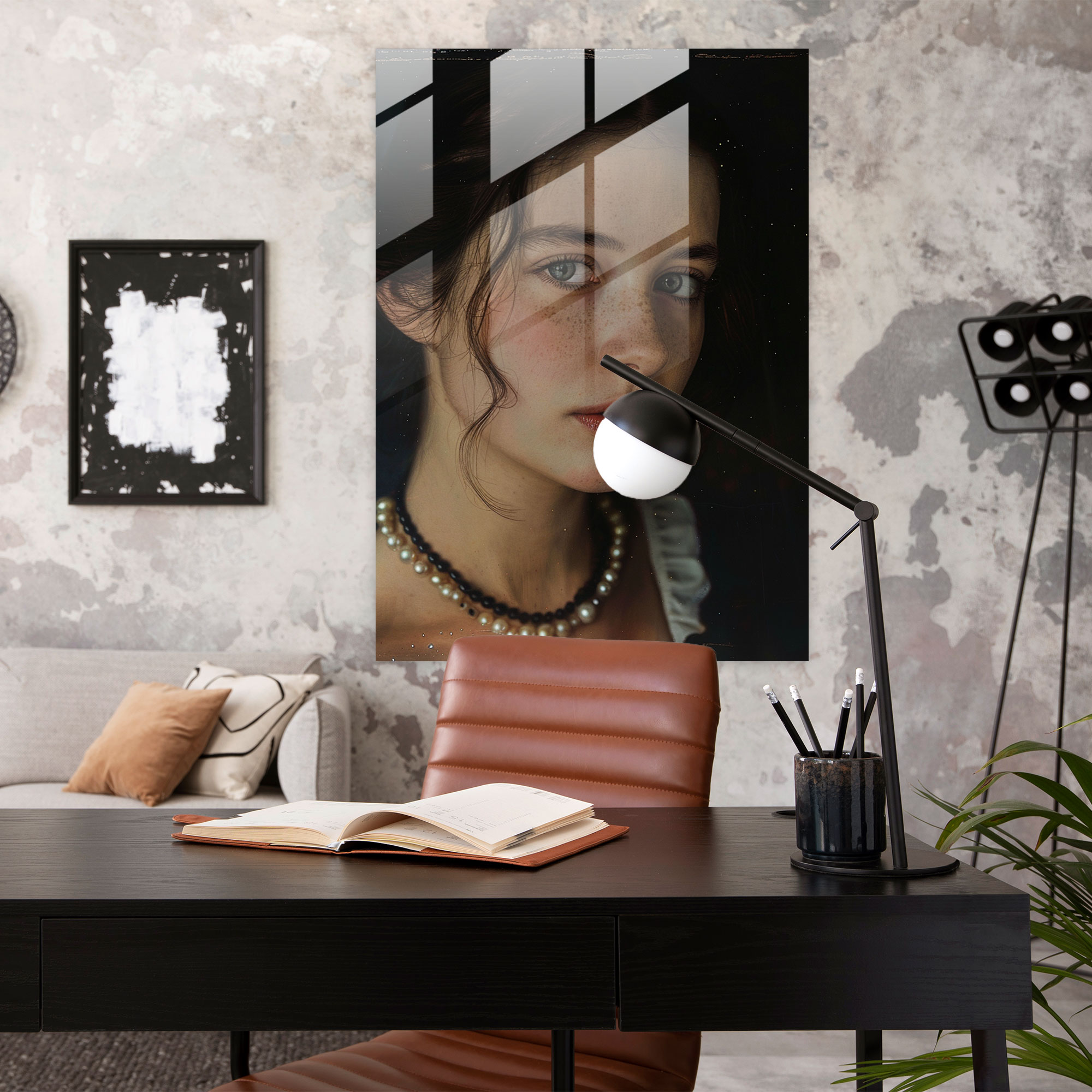Johannes Vermeer Glass Print - Girl With A Pearl Necklace - Johannes Vermeer, Johannes Vermeer, Glass Print, Modern Art