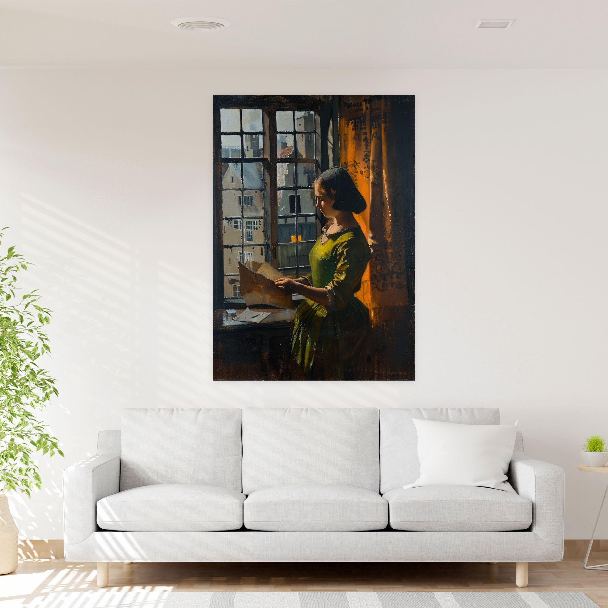 Johannes Vermeer Kadın Mektup Okur Kanvas Tablo - Duvar Süslemesi Johannes Vermeer