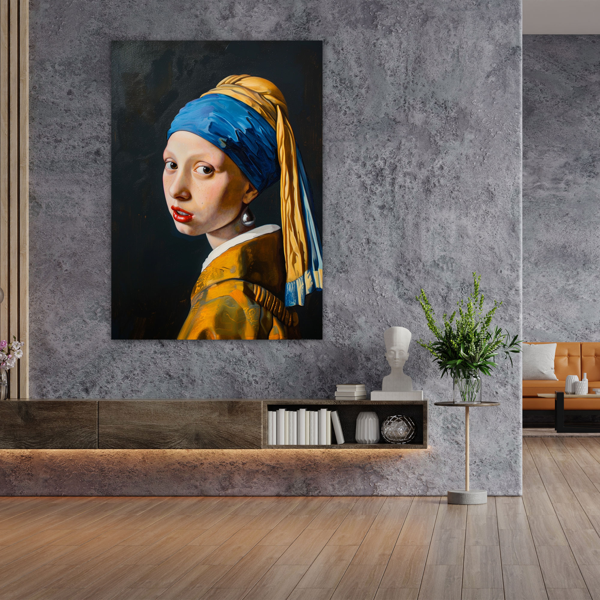 Altın Çağ Kızı İnci Küpeli Duvar Sanatı - Johannes Vermeer Ev Dekorasyonu Kanvas Tablo Sanatı