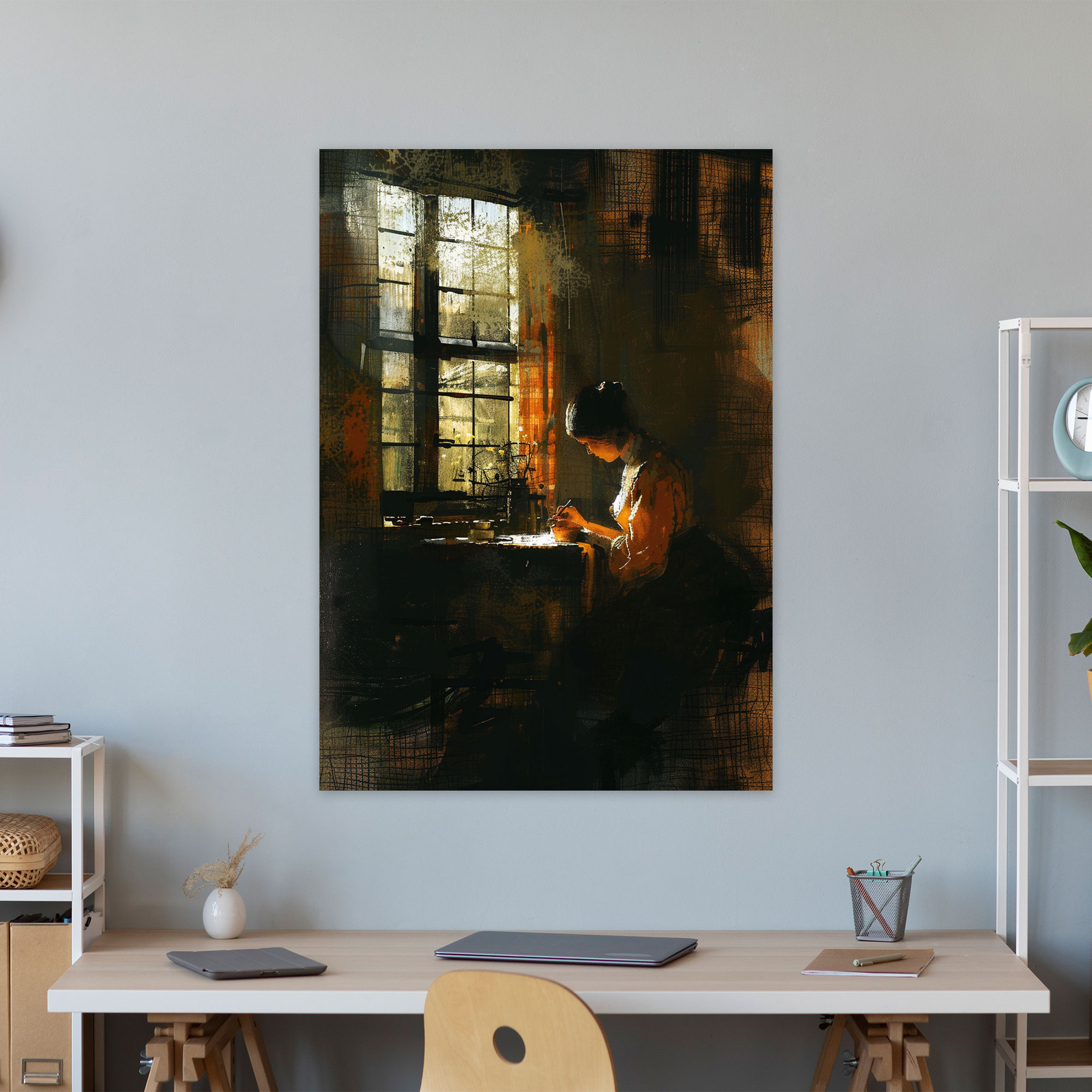 Johannes Vermeer Woman Sewing Canvas Print - Johannes Vermeer, Canvas Wall Art, Wall Art, Wall Decoration