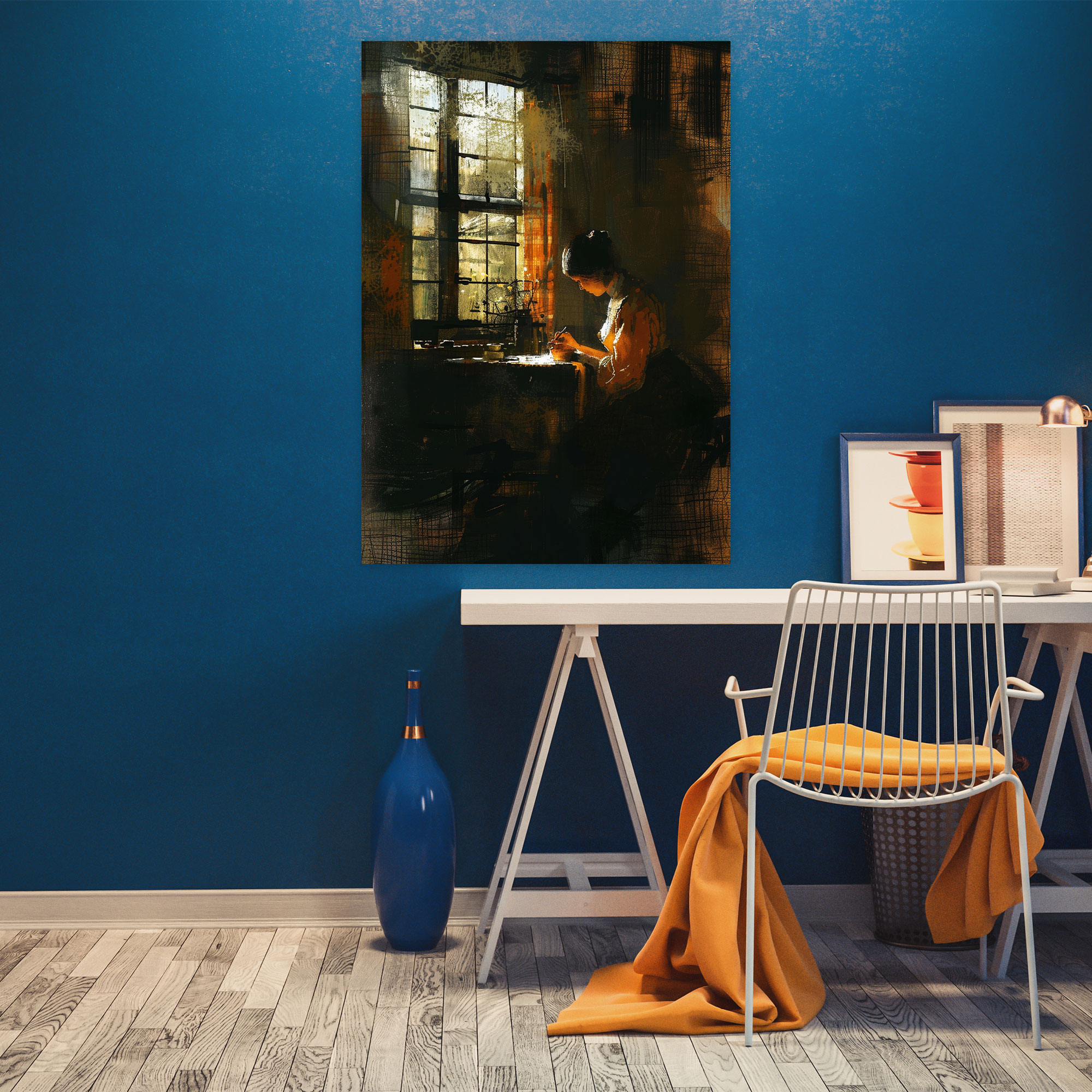 Johannes Vermeer Woman Sewing Canvas Print - Johannes Vermeer, Canvas Wall Art, Wall Art, Wall Decoration