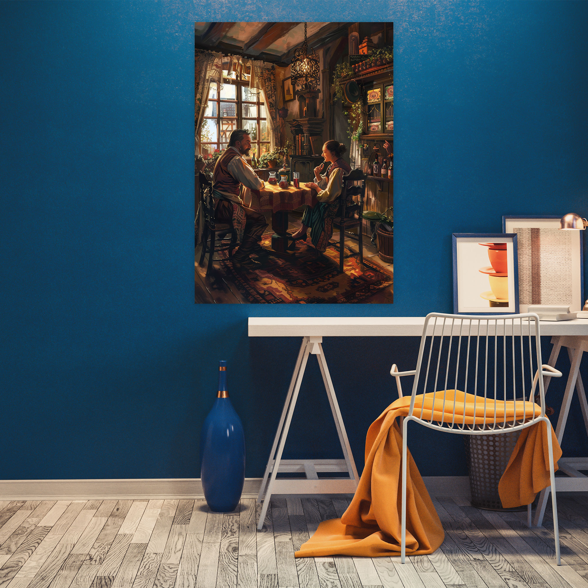 Intimate Setting Couple Conversation Wall Art - Johannes Vermeer, Canvas, Canvas Print, Johannes Vermeer