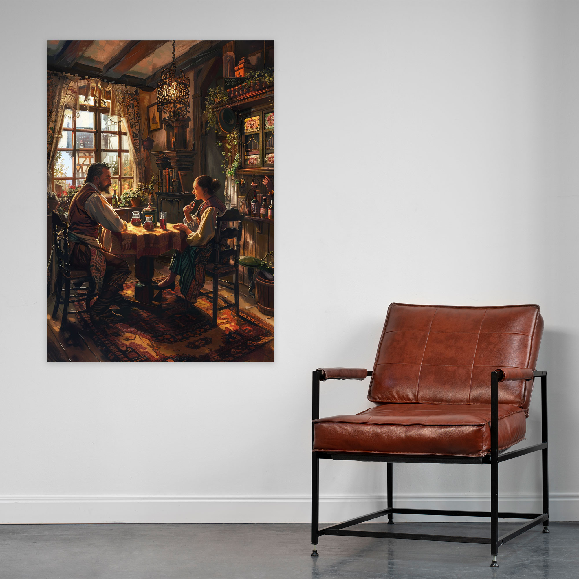 Intimate Setting Couple Conversation Wall Art - Johannes Vermeer, Canvas, Canvas Print, Johannes Vermeer