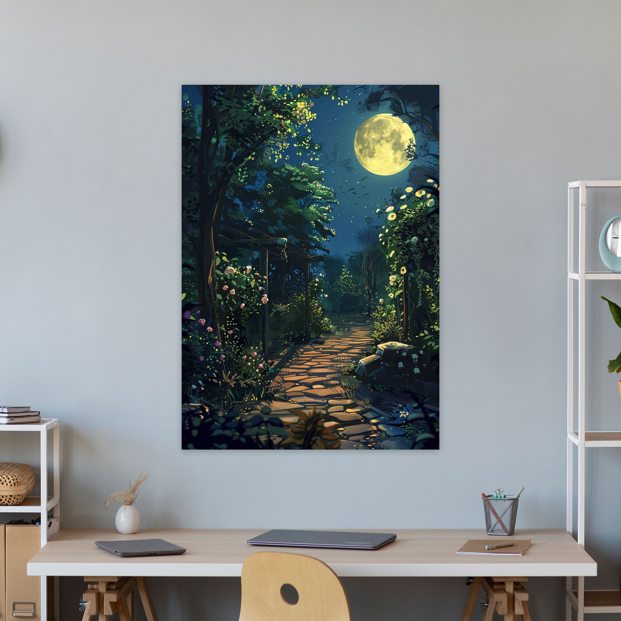 Johannes Vermeer Canvas Print - Johannes Vermeer, Moonlit Garden Art, Nature Decor, Johannes Vermeer