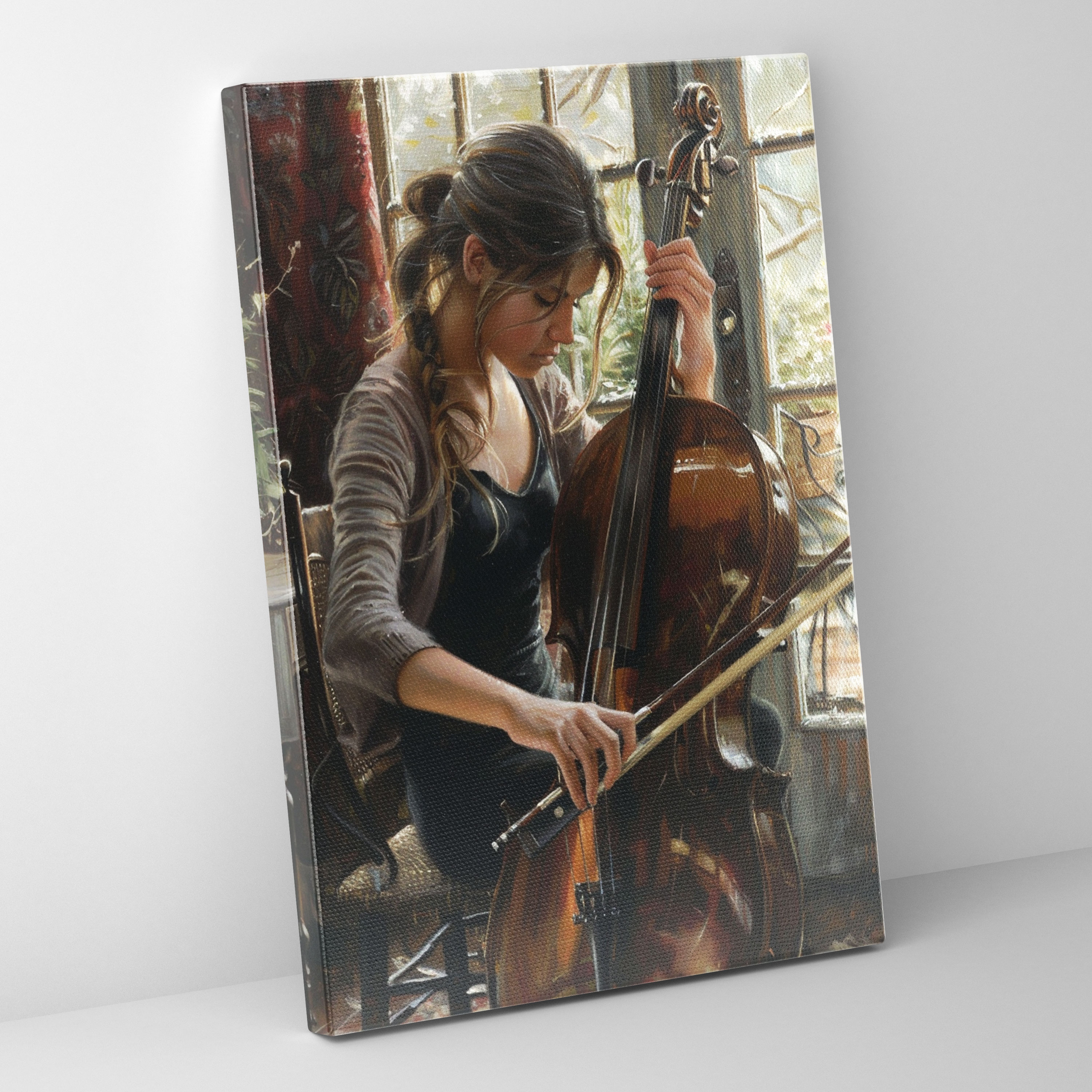 Johannes Vermeer Müzik Çalan Kadın Kanvas Tablo - Wall Art Ev Dekorasyonu