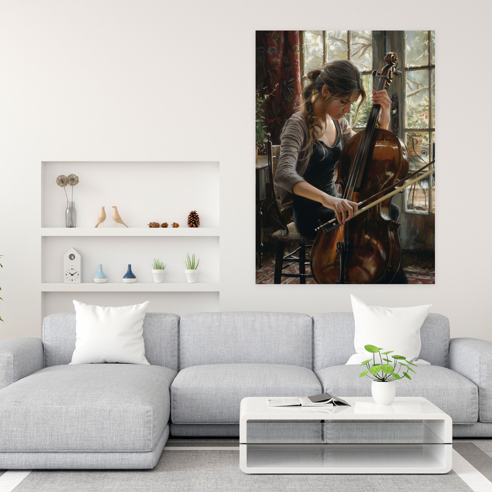 Johannes Vermeer Müzik Çalan Kadın Kanvas Tablo - Wall Art Ev Dekorasyonu