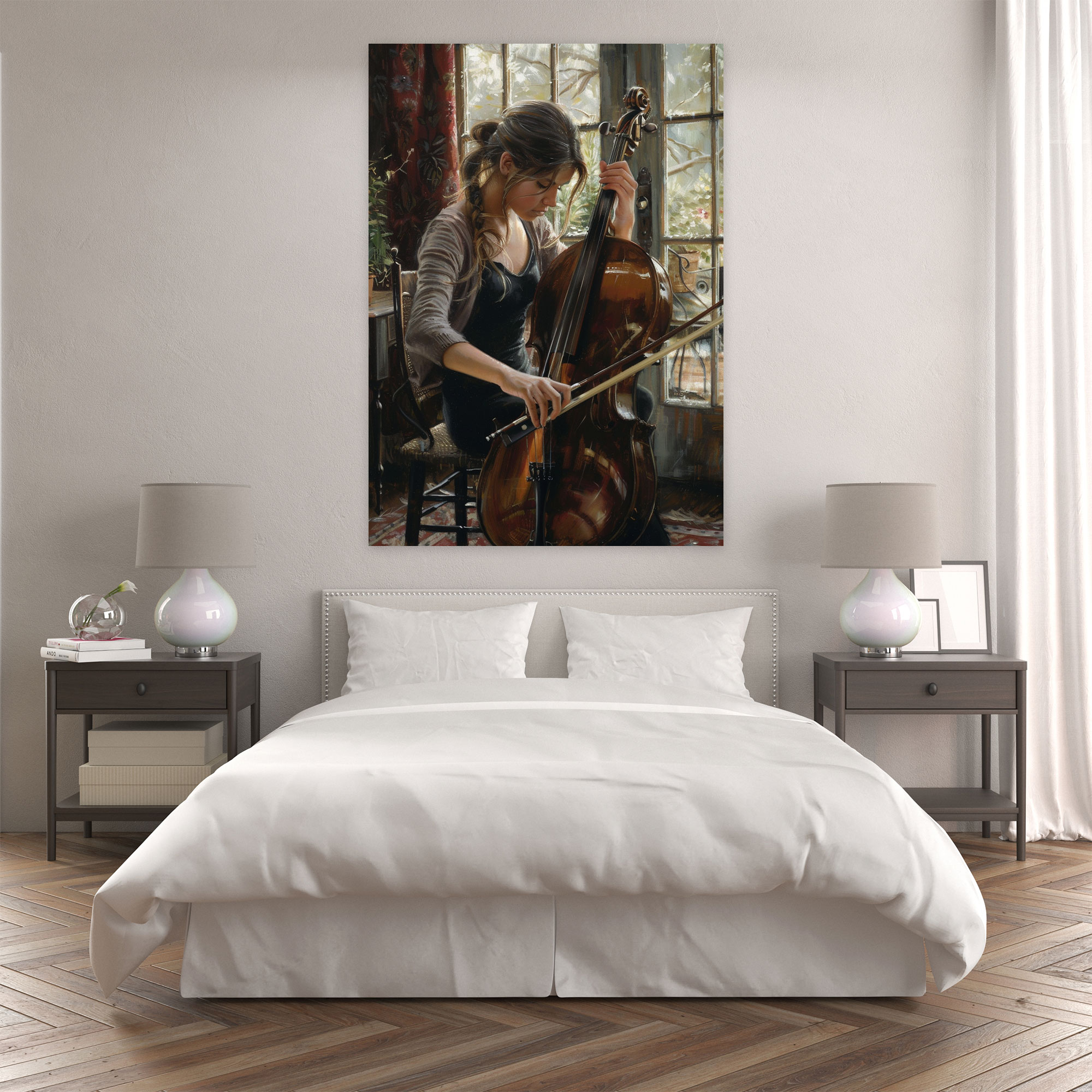 Johannes Vermeer Müzik Çalan Kadın Kanvas Tablo - Wall Art Ev Dekorasyonu