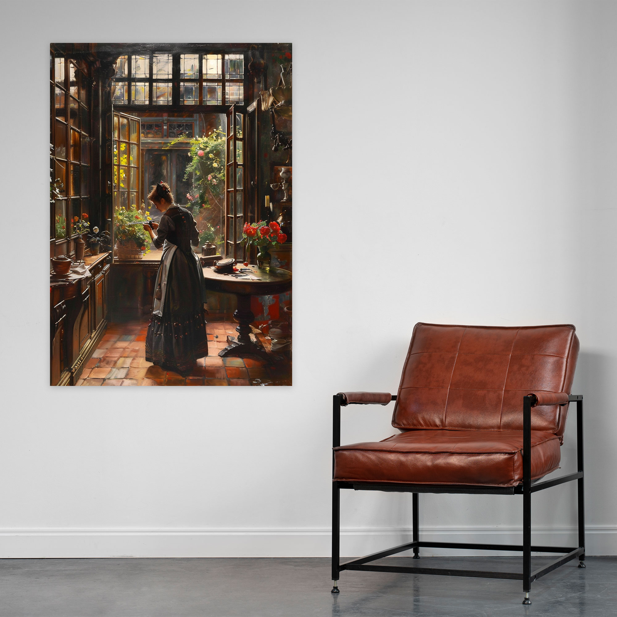 Johannes Vermeer Kadın Dikiyor Kanvas Tablo - Johannes Vermeer Ev Dekorasyonu Duvar Sanatı Duvar Dekorasyonu