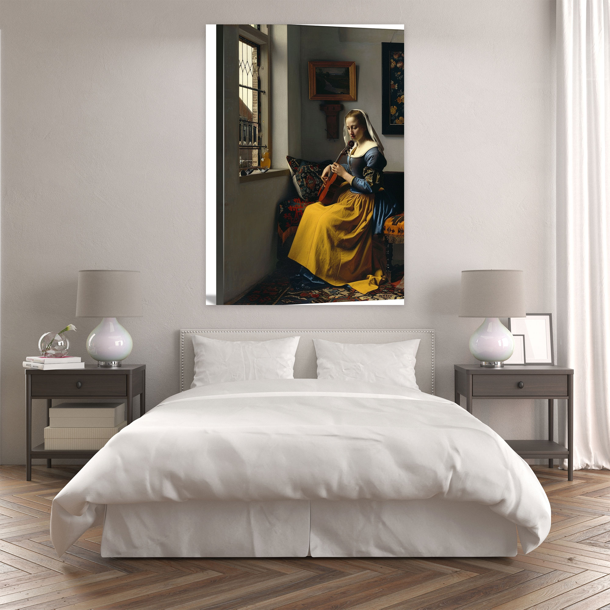 Johannes Vermeer Young Woman Playing A Musical Instrument Canvas Print - Johannes Vermeer, Canvas Wall Art, Home Decoration, Johannes Vermeer